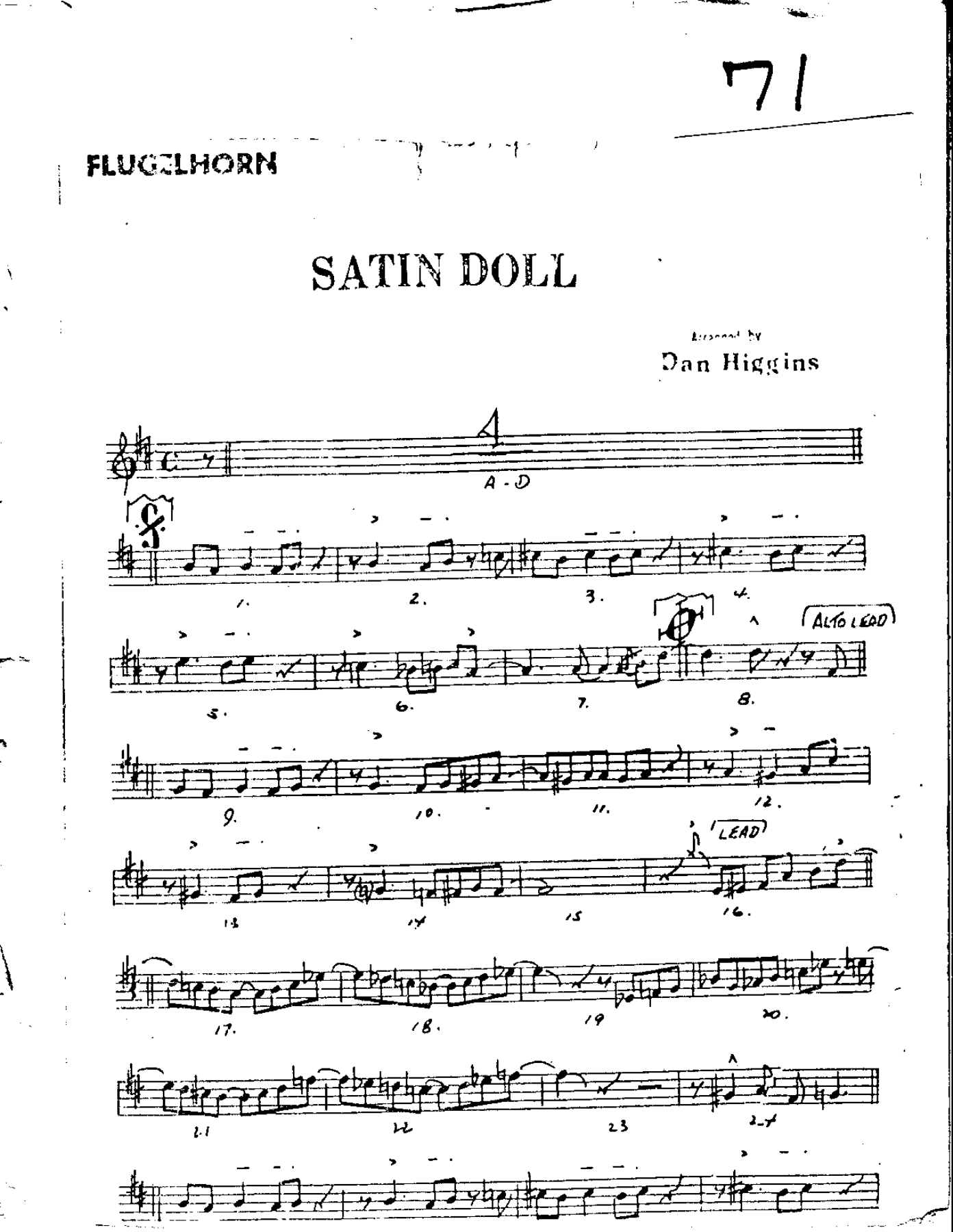 Satin Doll-Trumpet — Small Ensemble sheet music arranged by Mr. X | Jazz Standard