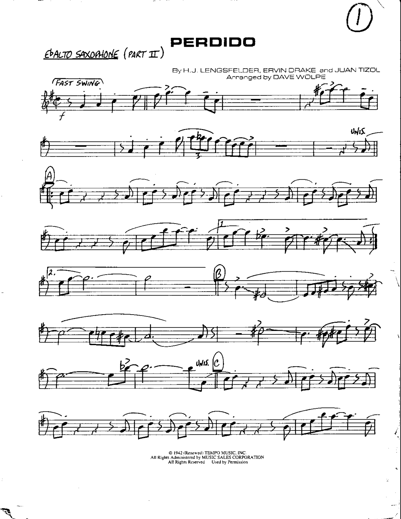 Cirlce 1-Perdido-Alto — sheet music cover (first page)