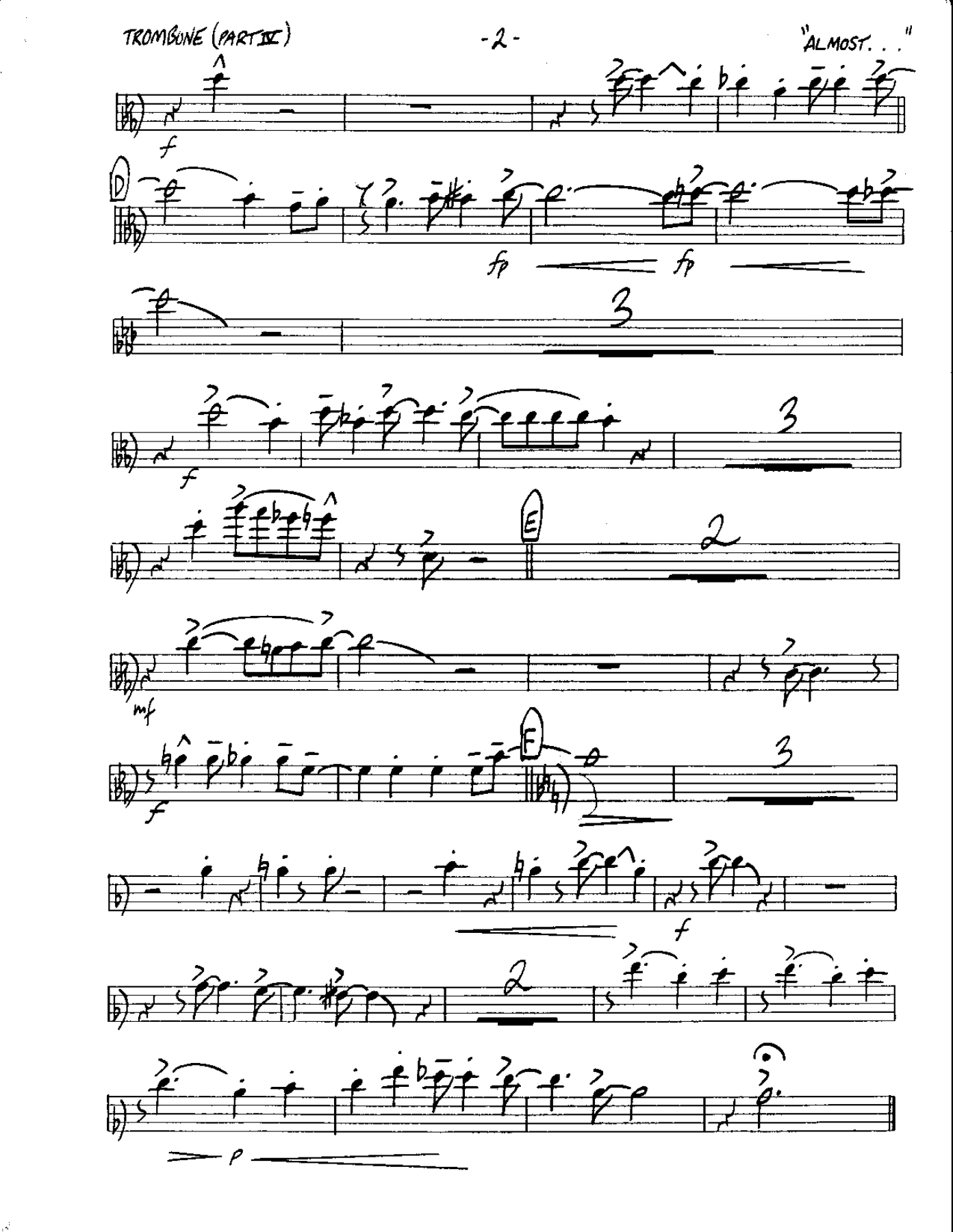 Circle 6-Almost like being in Love-Trombone — page 2