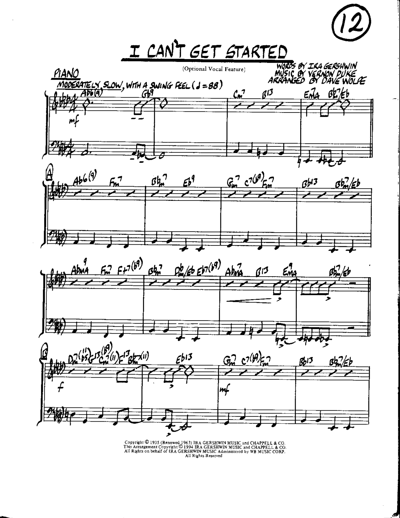 Circle 12-I can't get Started-Piano — Small Ensemble sheet music arranged by Mr. X | Jazz Standard