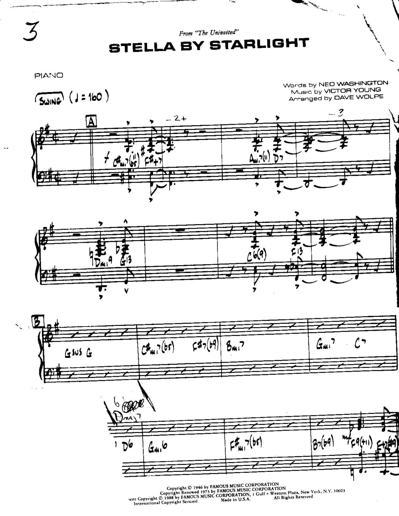 Stella by Starlight-Piano — sheet music cover (first page)