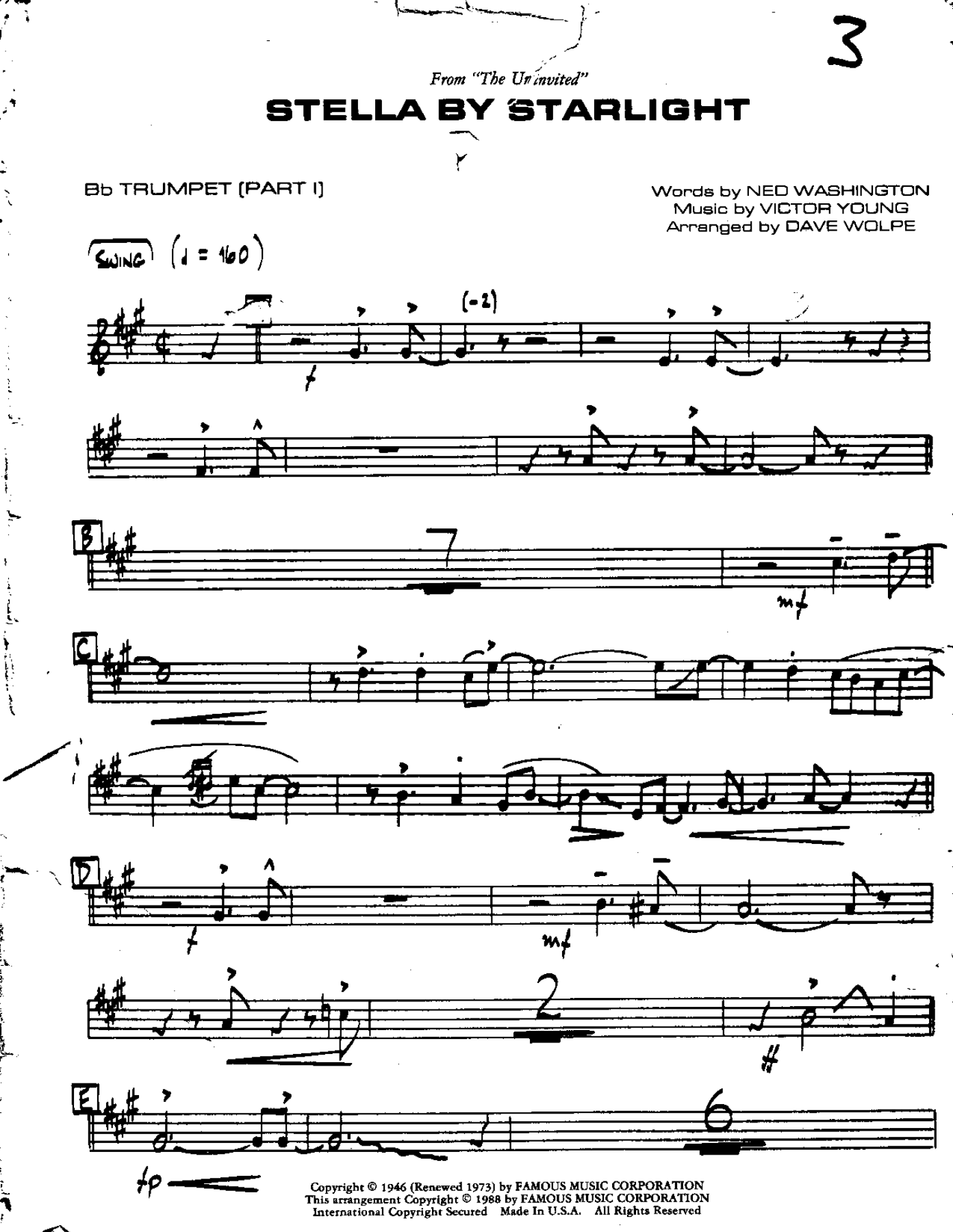 Stella by Starlight-Trumpet — sheet music cover (first page)