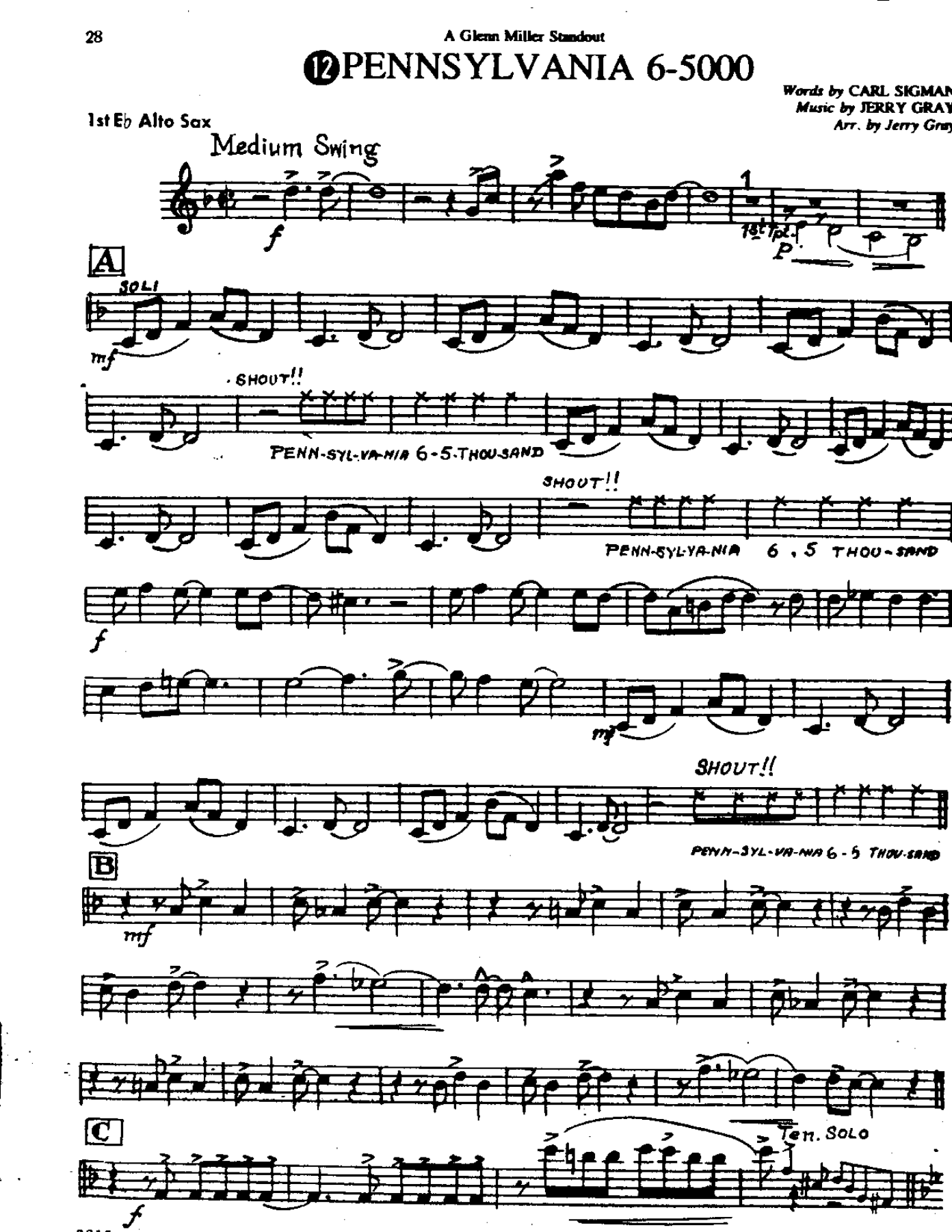 Circle 57-Pennsylvania 6-5000-Alto — sheet music preview