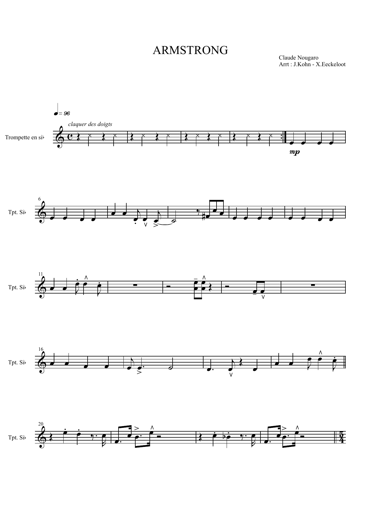 Trompete — sheet music cover (first page)