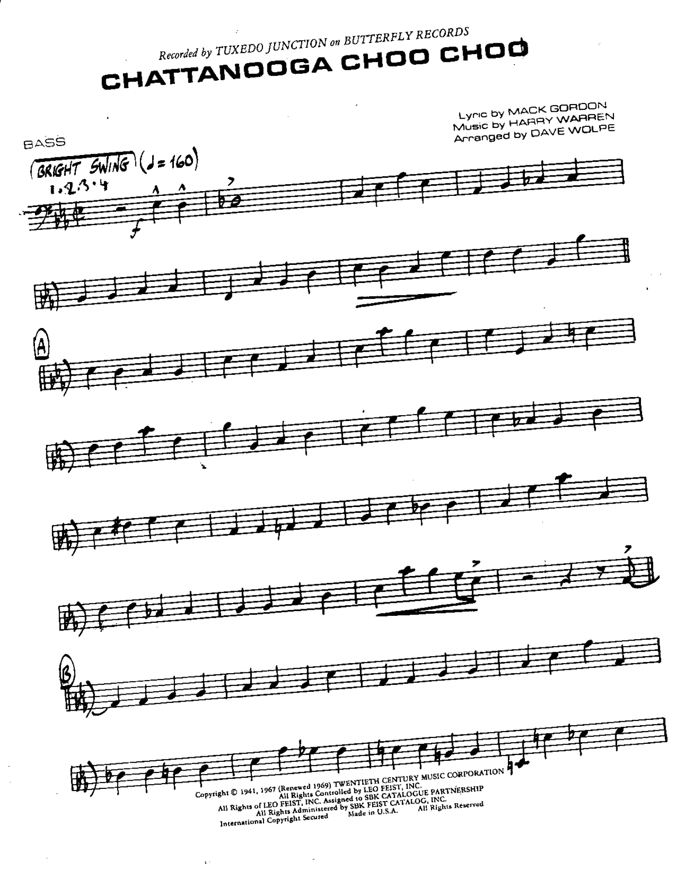 Chattannooga-Bass — sheet music cover (first page)