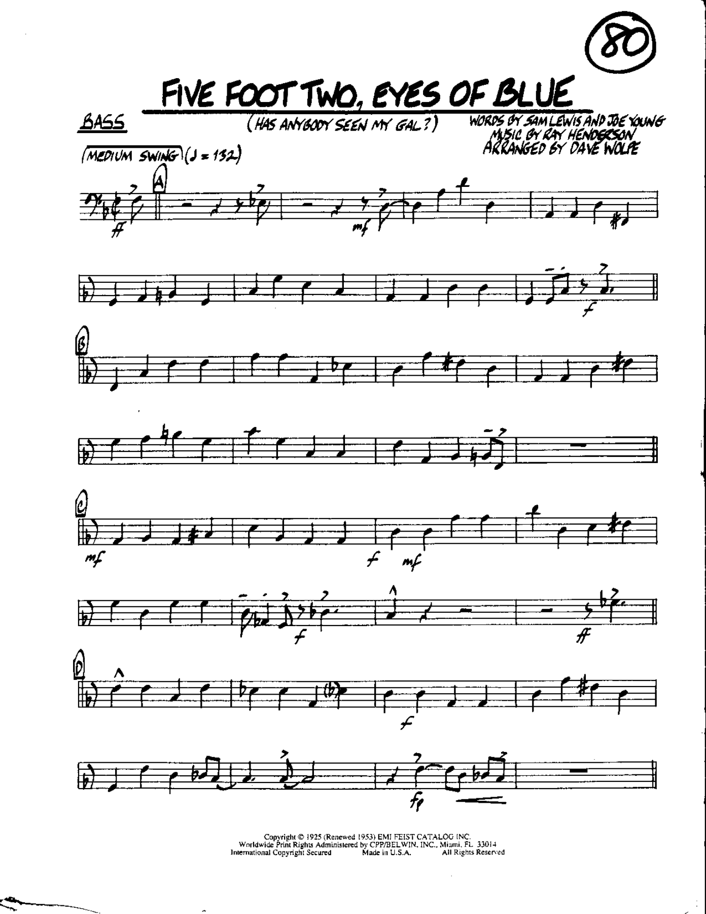 Circle 80-Five foot Two-Bass — sheet music cover (first page)
