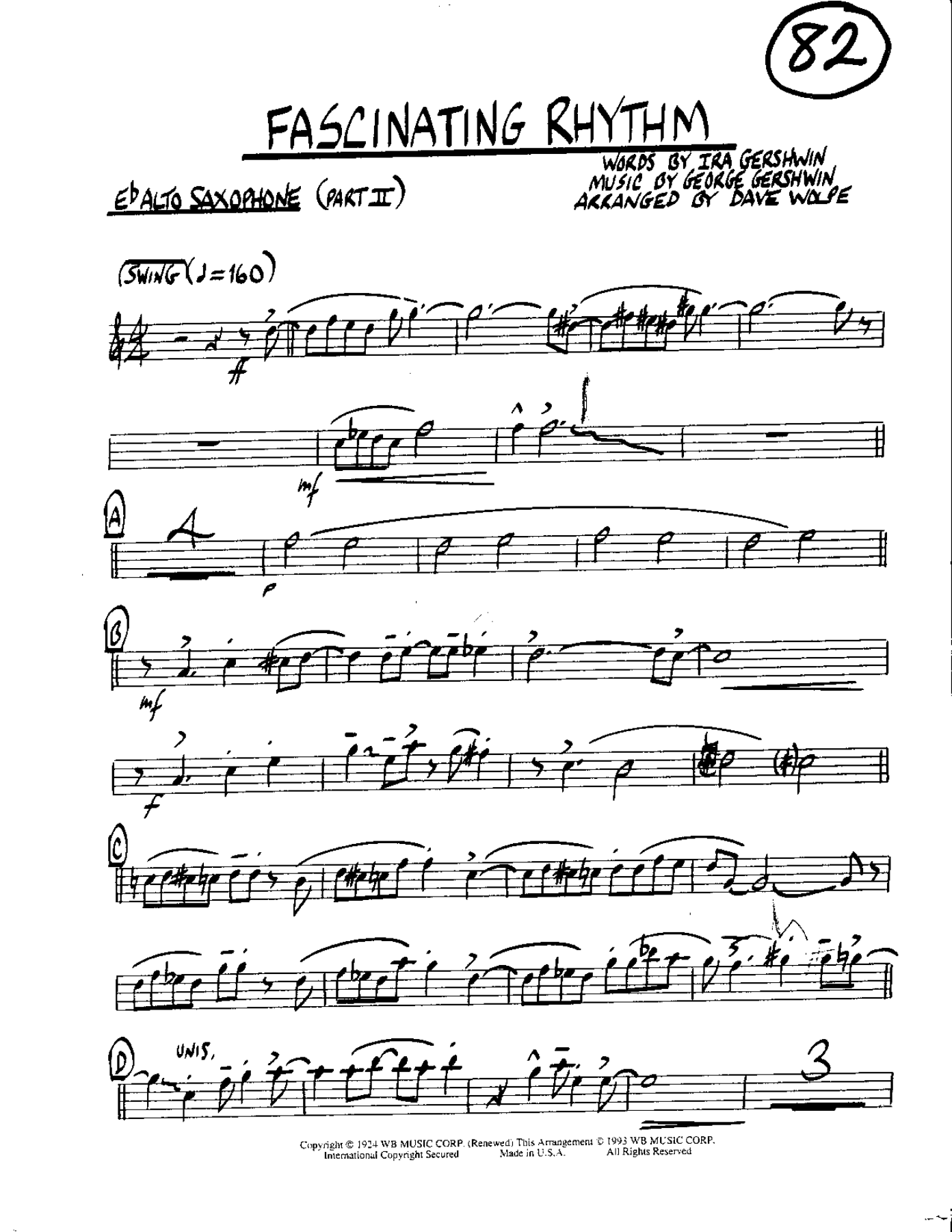 Circle 82-Fascinating Rhythm-Alto — sheet music cover (first page)