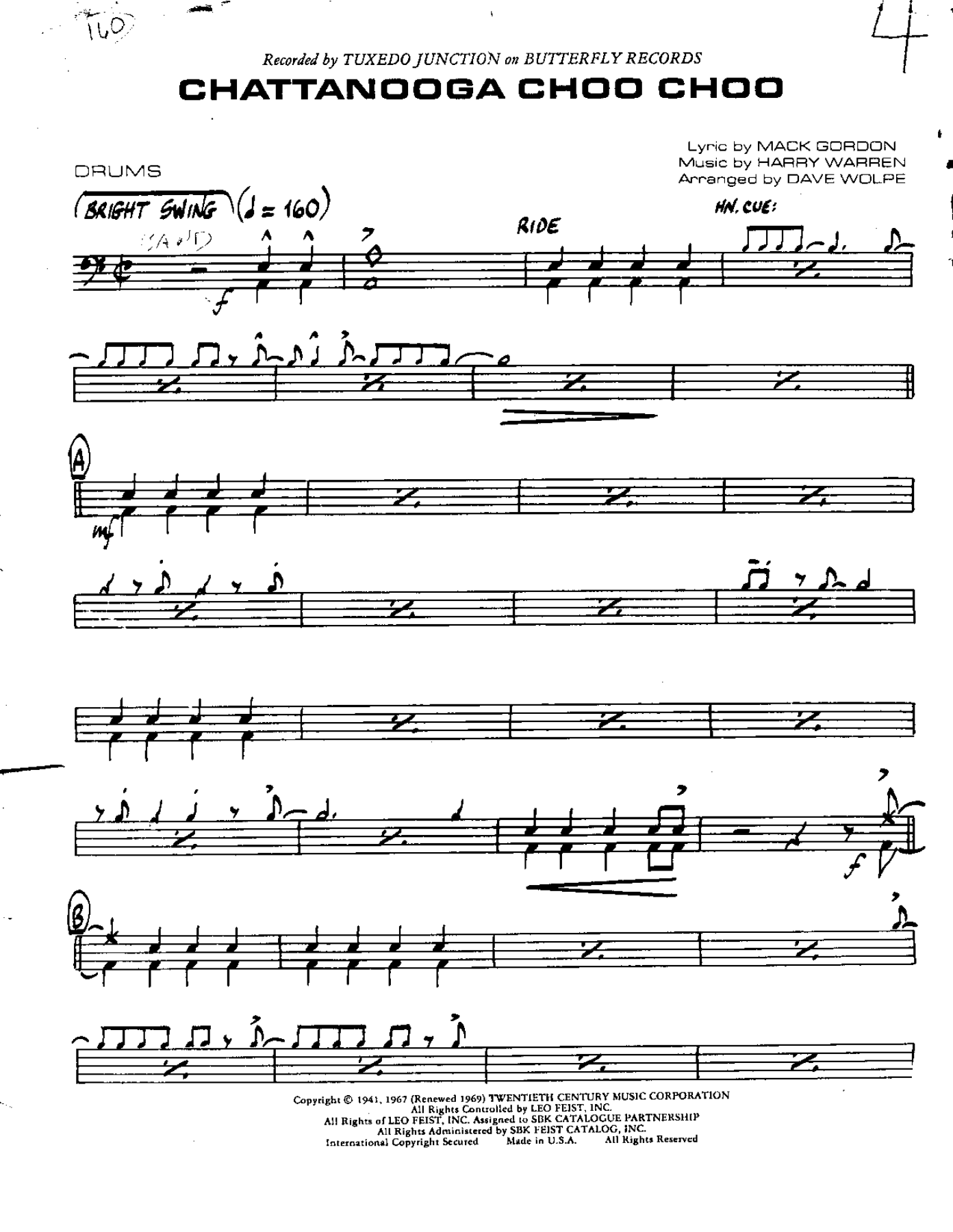 Chattanooga-Drums — sheet music cover (first page)