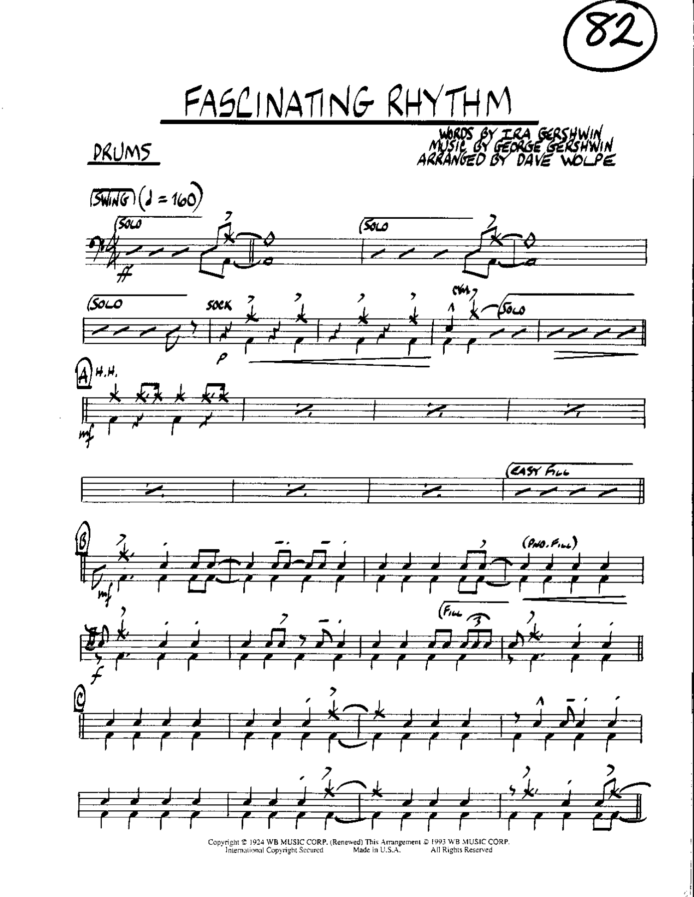Circle 82-Fascinating Rhythm-Drums — sheet music cover (first page)