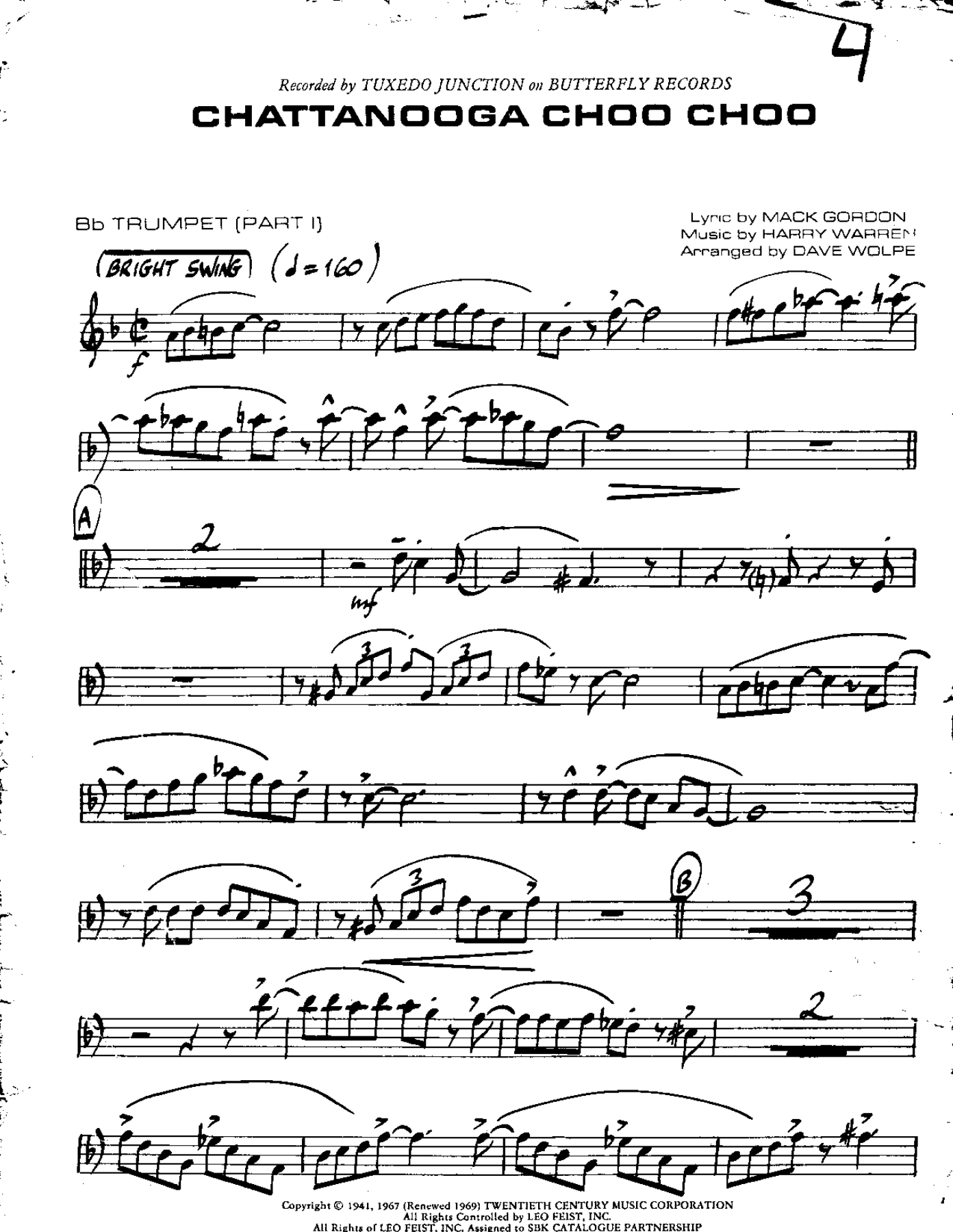 Chattanooga-Trumpet — sheet music cover (first page)