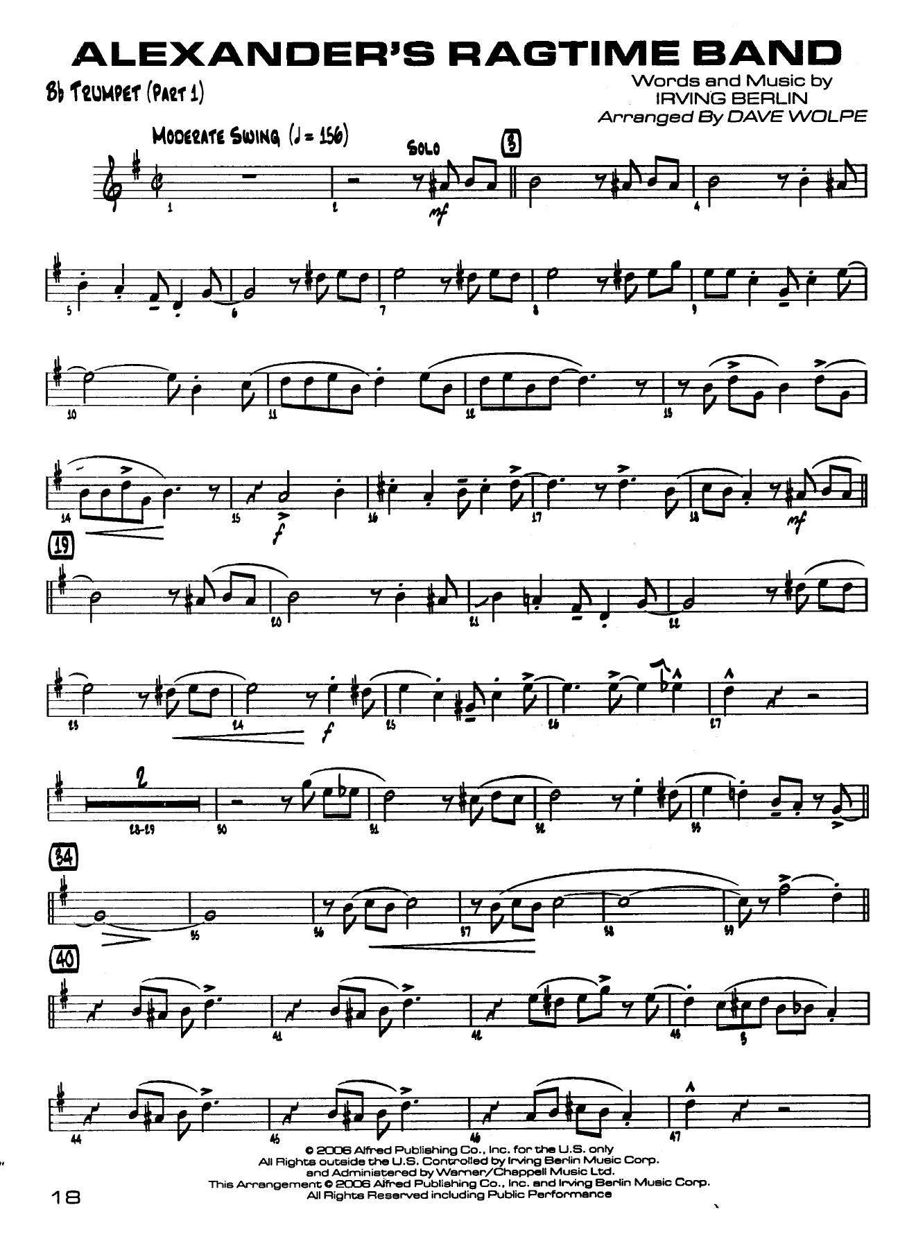 Alexander's Ragtime Band — sheet music preview