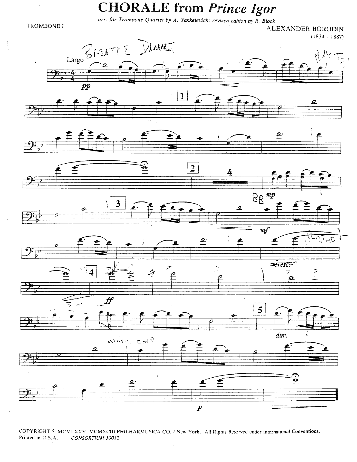 Chorale from Prince Igor — sheet music cover (first page)