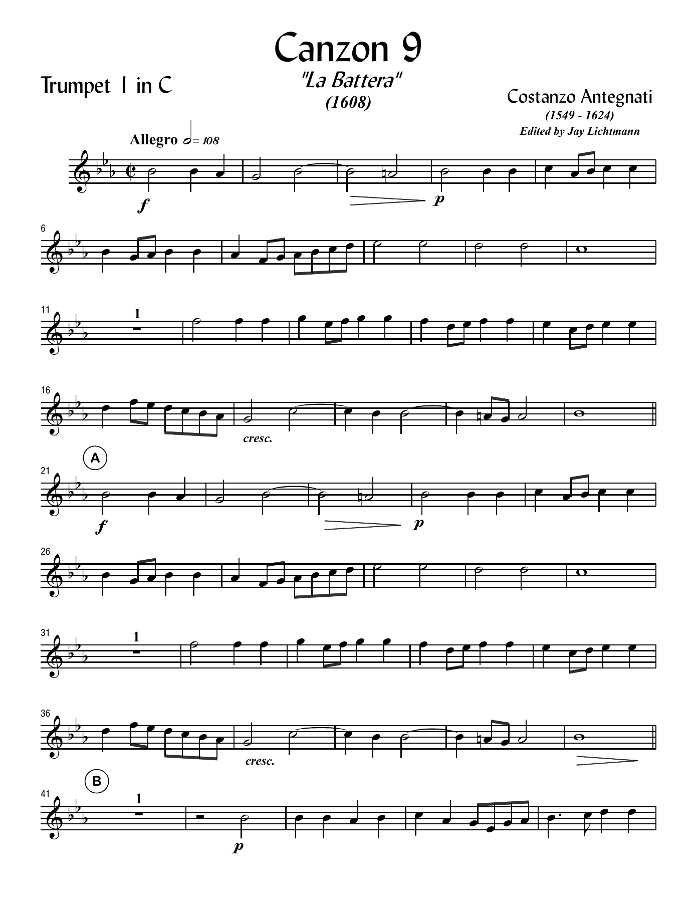 canzon9 — sheet music cover (first page)