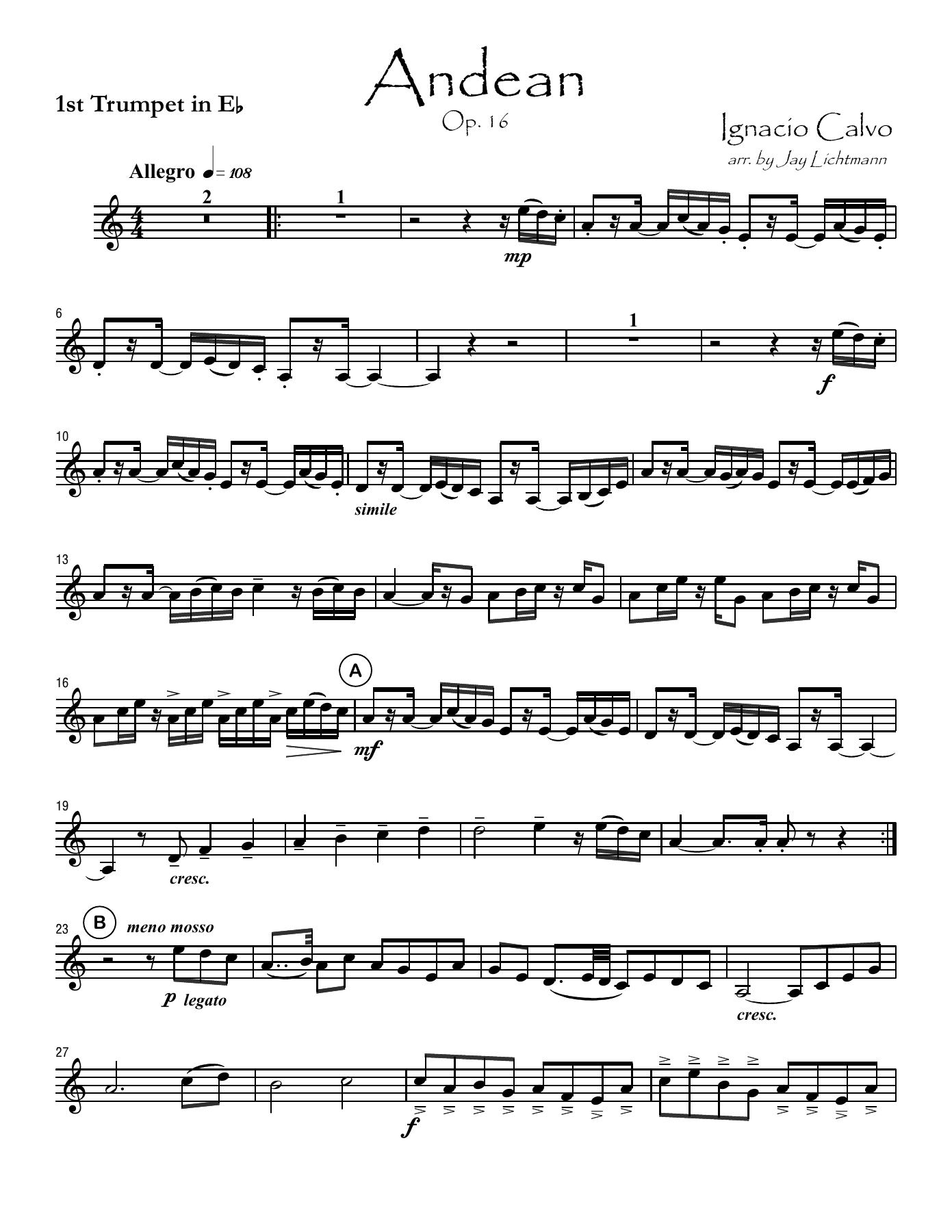 andean — sheet music cover (first page)