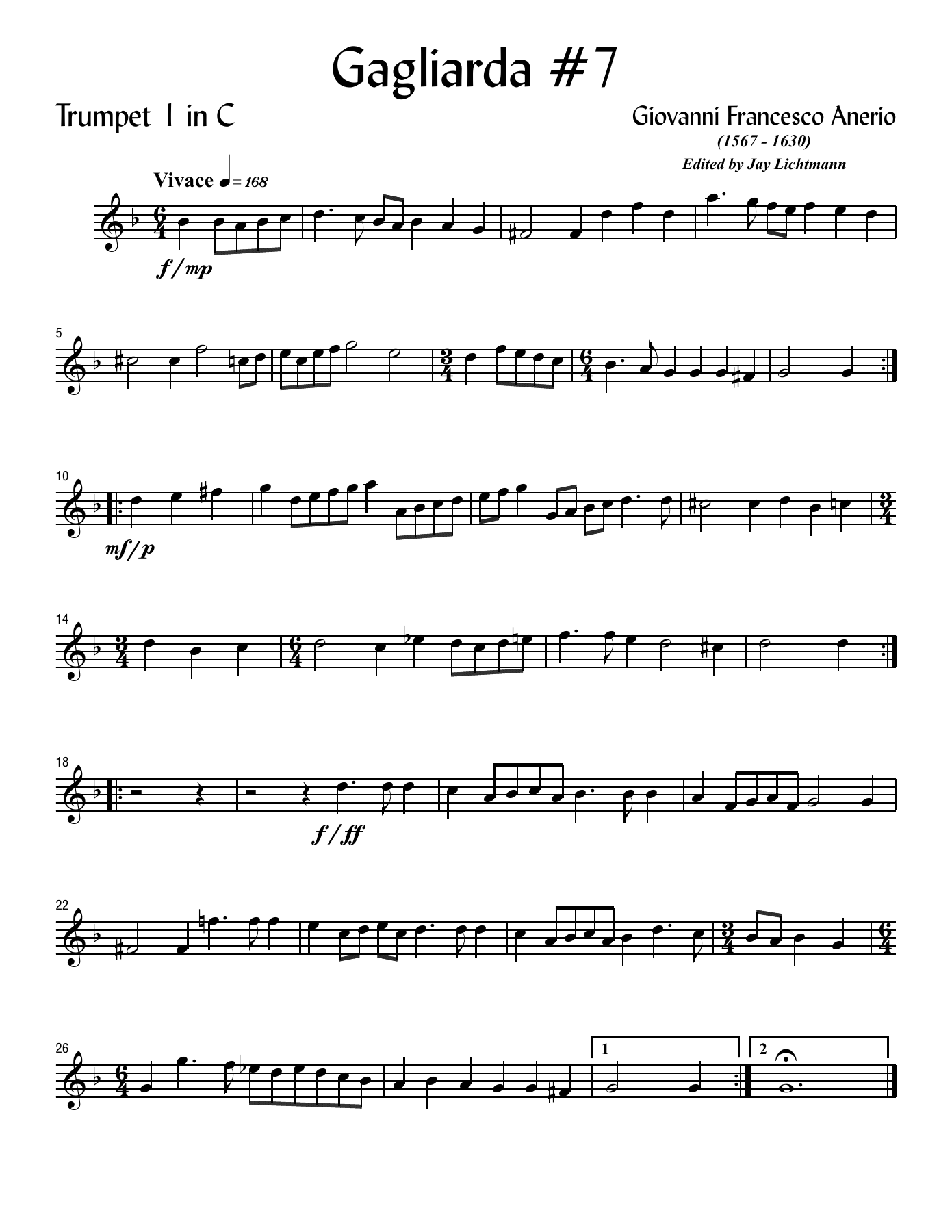gagliarda — sheet music cover (first page)