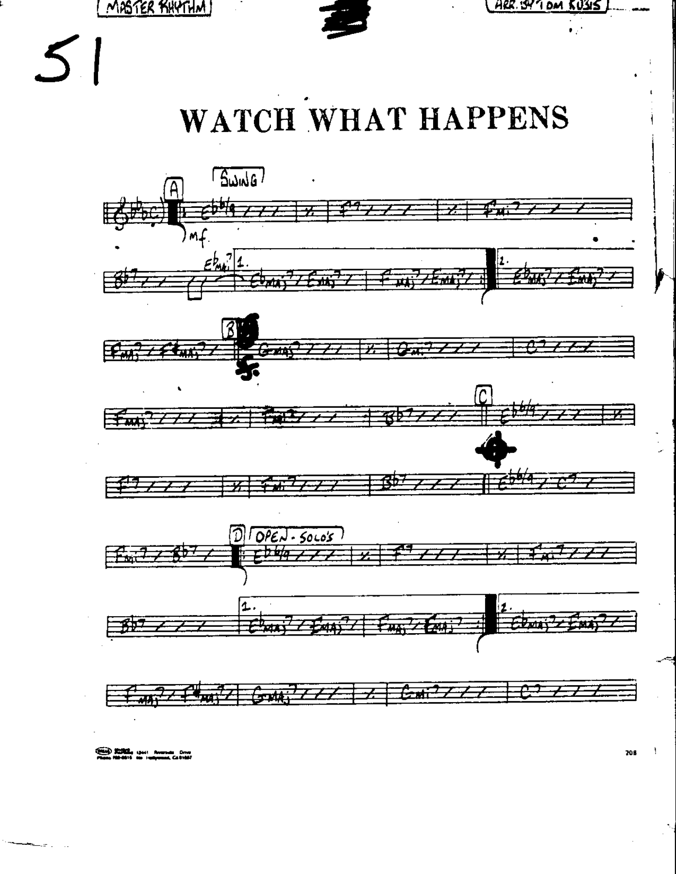 Watch what Happens-Piano — Small Ensemble sheet music arranged by Mr. X | Musical Theatre