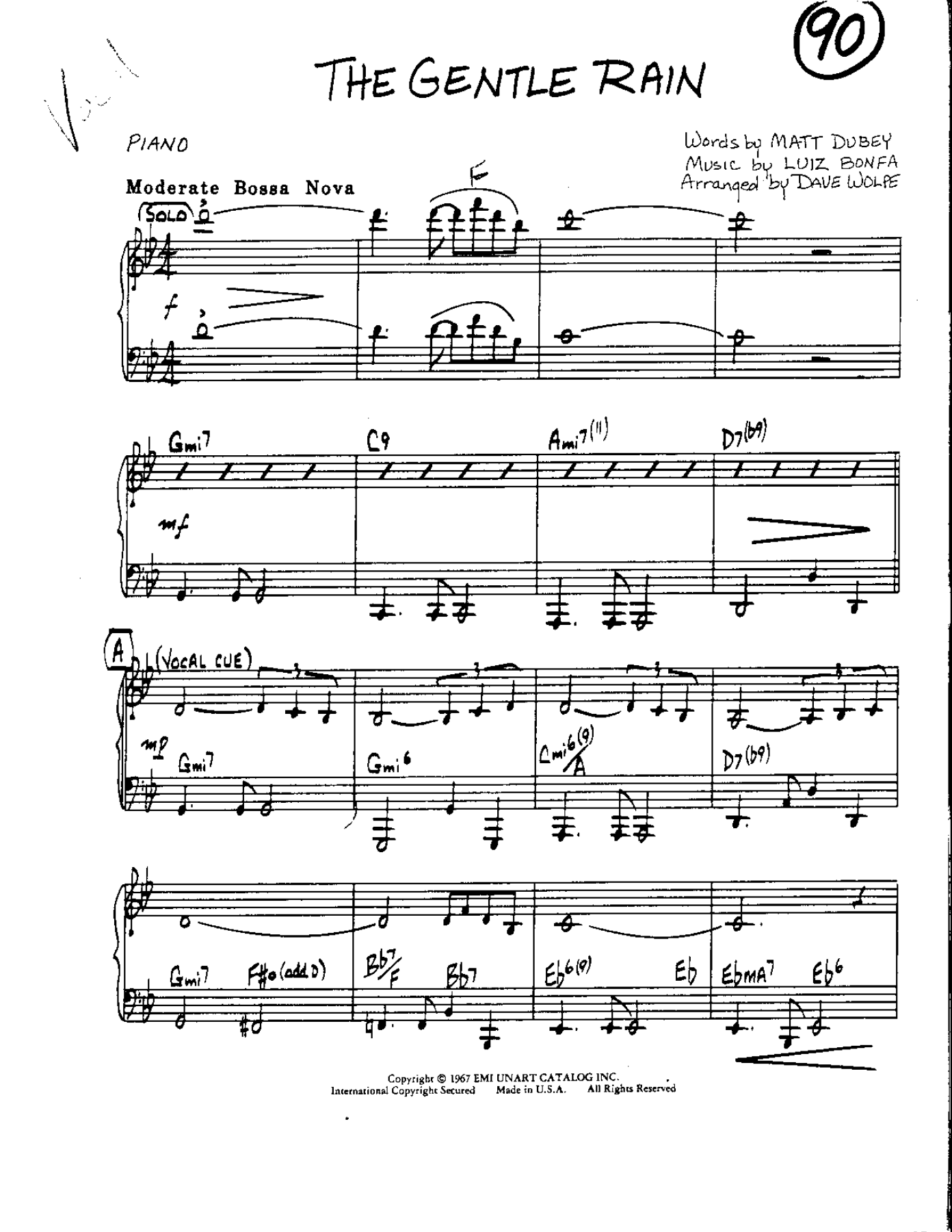 Circle 90-Gentle Rain-Piano — sheet music cover (first page)