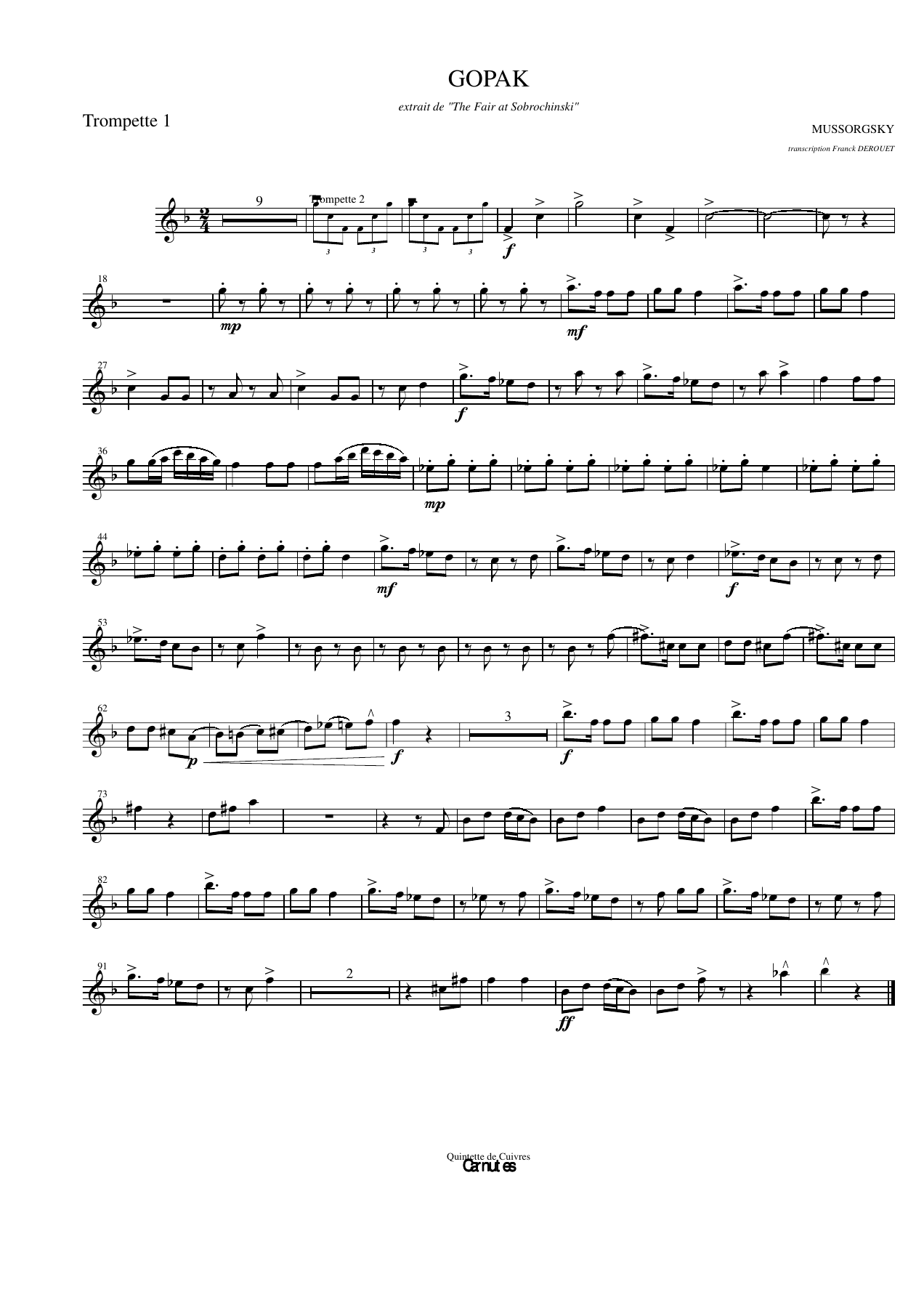 Gopak Trompette1 — Small Ensemble sheet music arranged by Mr. X | Traditional