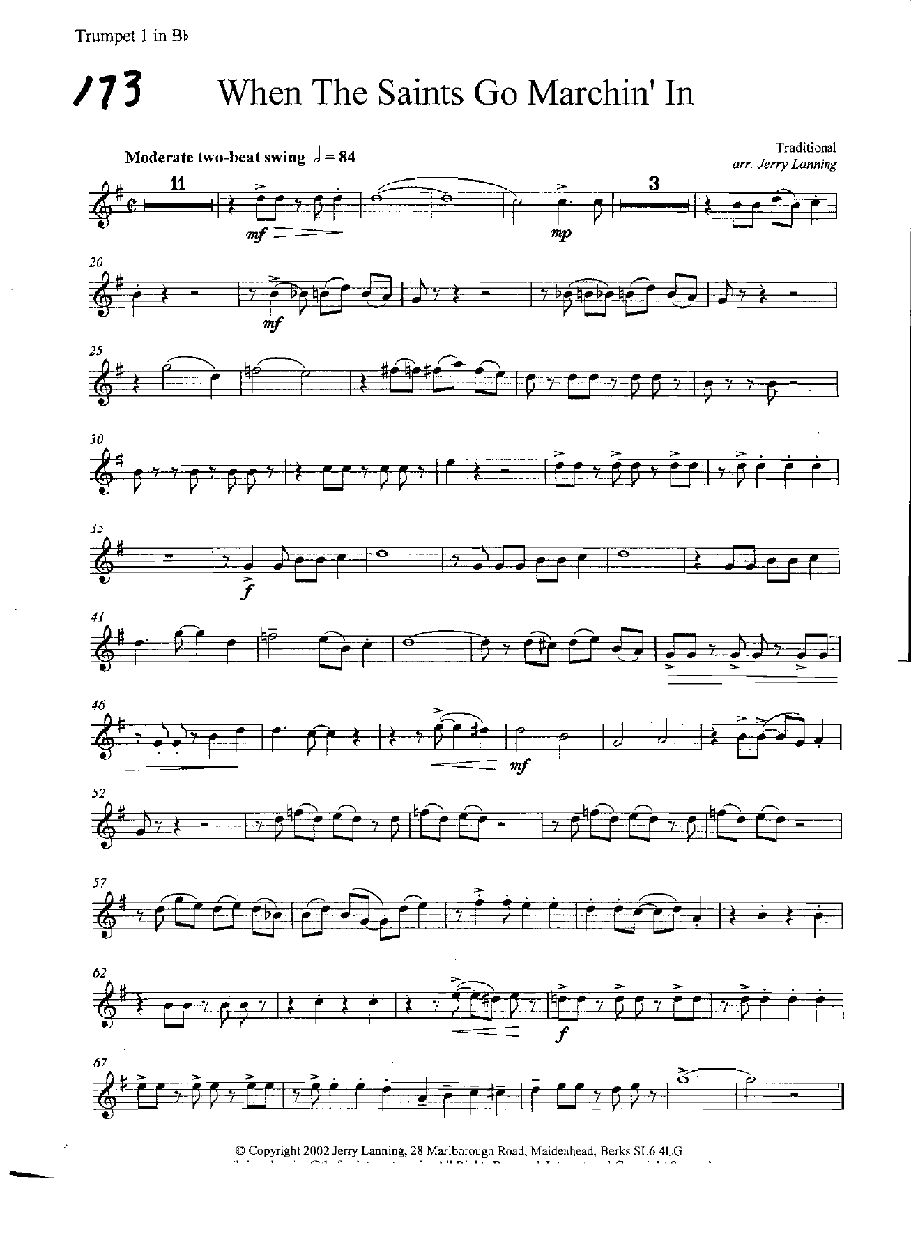 Saints Go Marching In - Brass5 - Lanning — sheet music cover (first page)