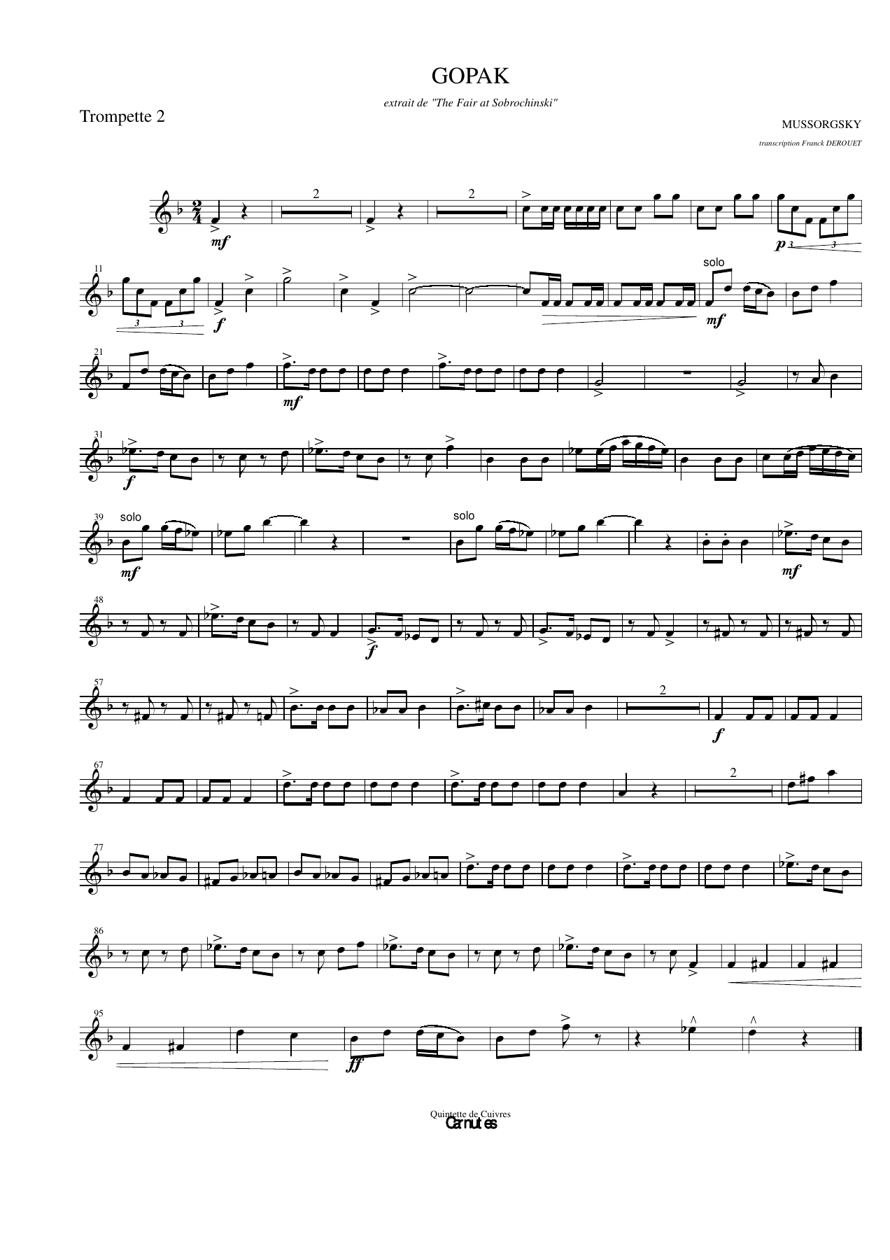 Gopak Trompette2 — Small Ensemble sheet music arranged by Mr. X | Traditional