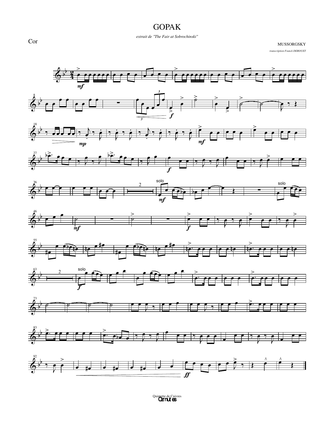 Gopak Cor — sheet music cover (first page)