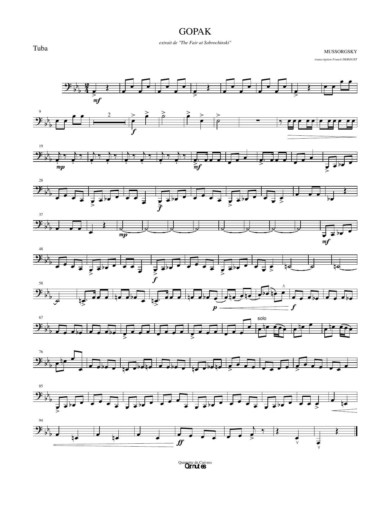 Gopak Tuba — sheet music cover (first page)