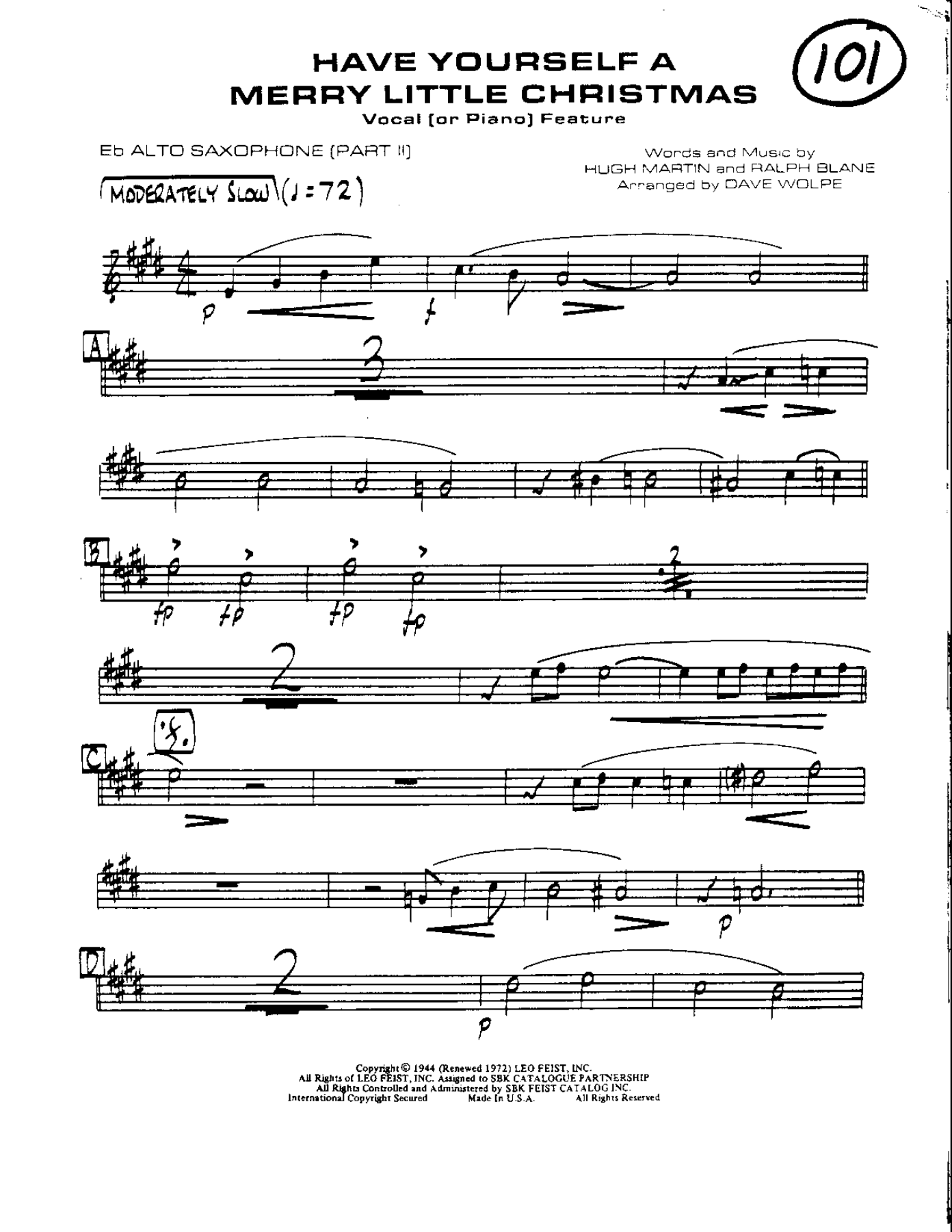Circle 101-Have Yourself a Merry Christmas-Alto — Pequeño Conjunto sheet music by Mr. X | Christmas