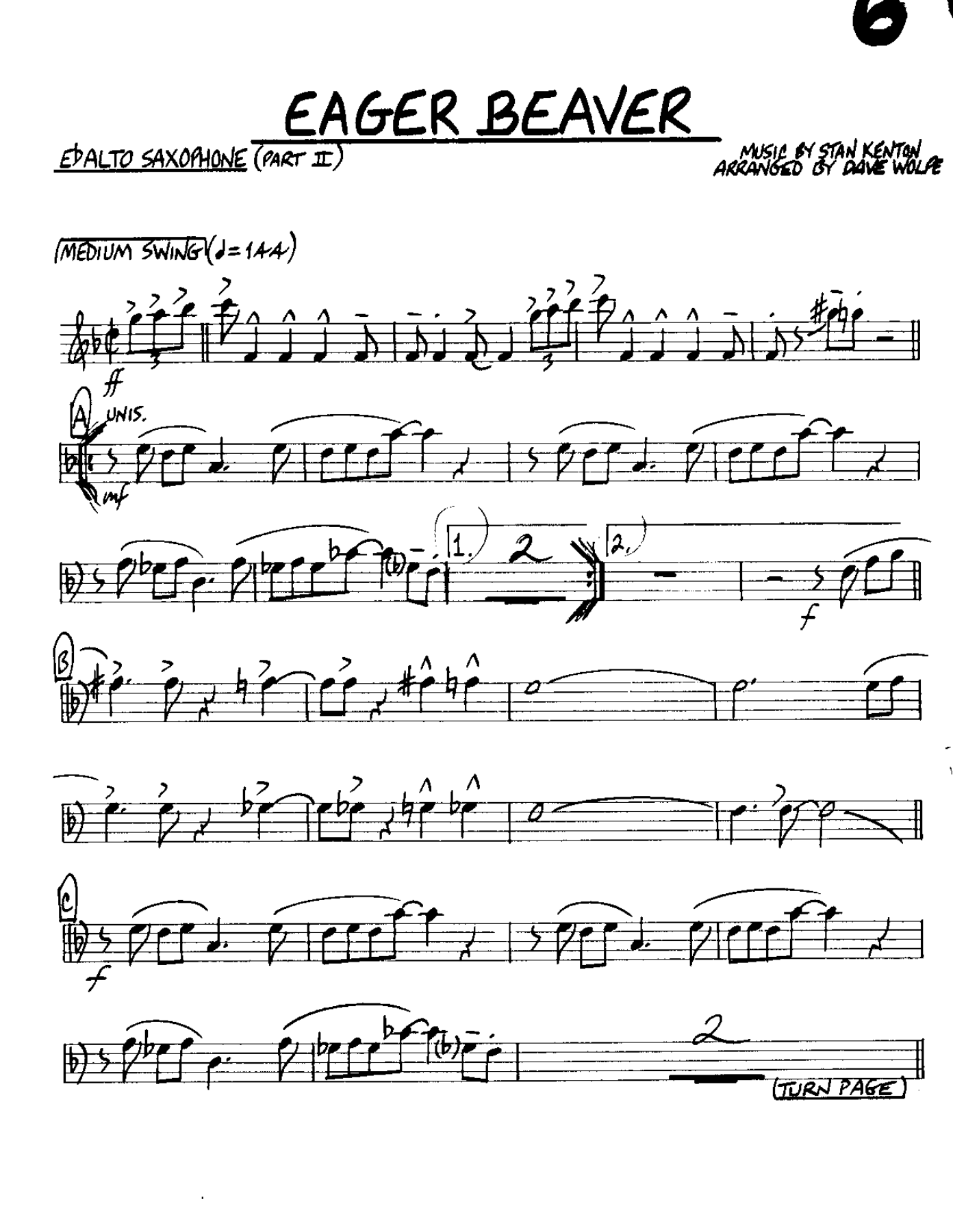 Eager Beaver-Alto — sheet music cover (first page)