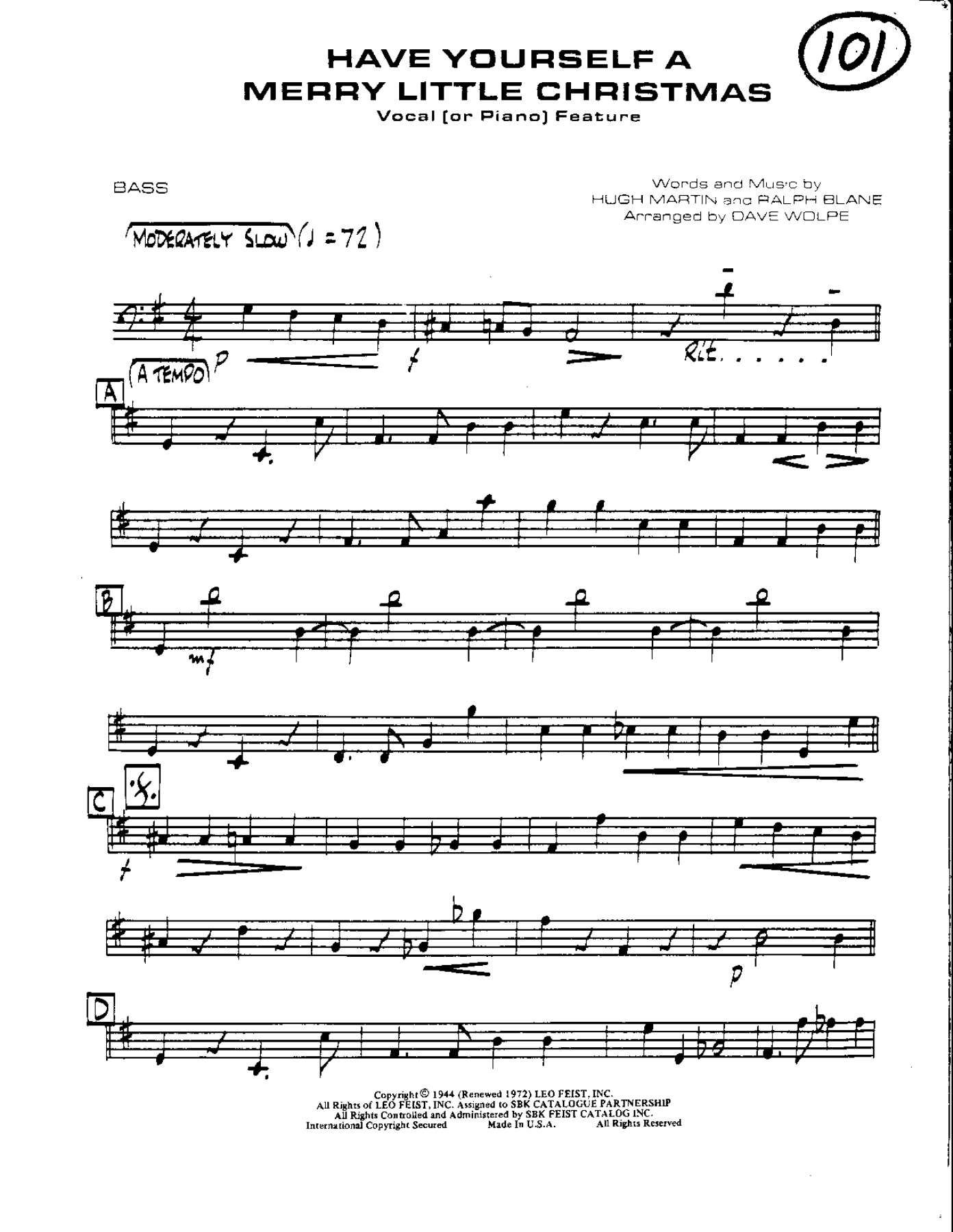 Circle 101-Have Yourself a Merry Christmas-Bass — Pequeño Conjunto sheet music by Mr. X | Christmas