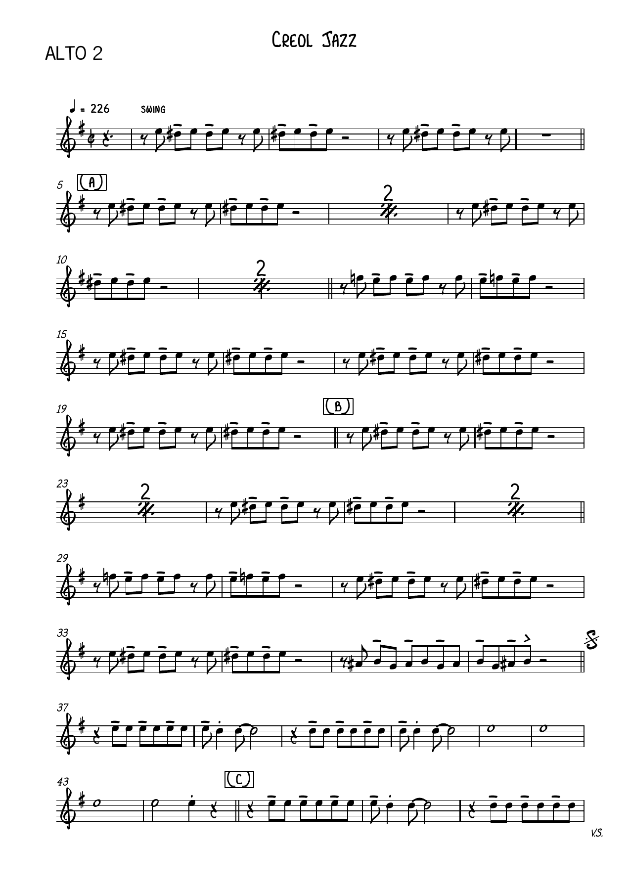 Creol Jazz 7 - Alto — sheet music cover (first page)