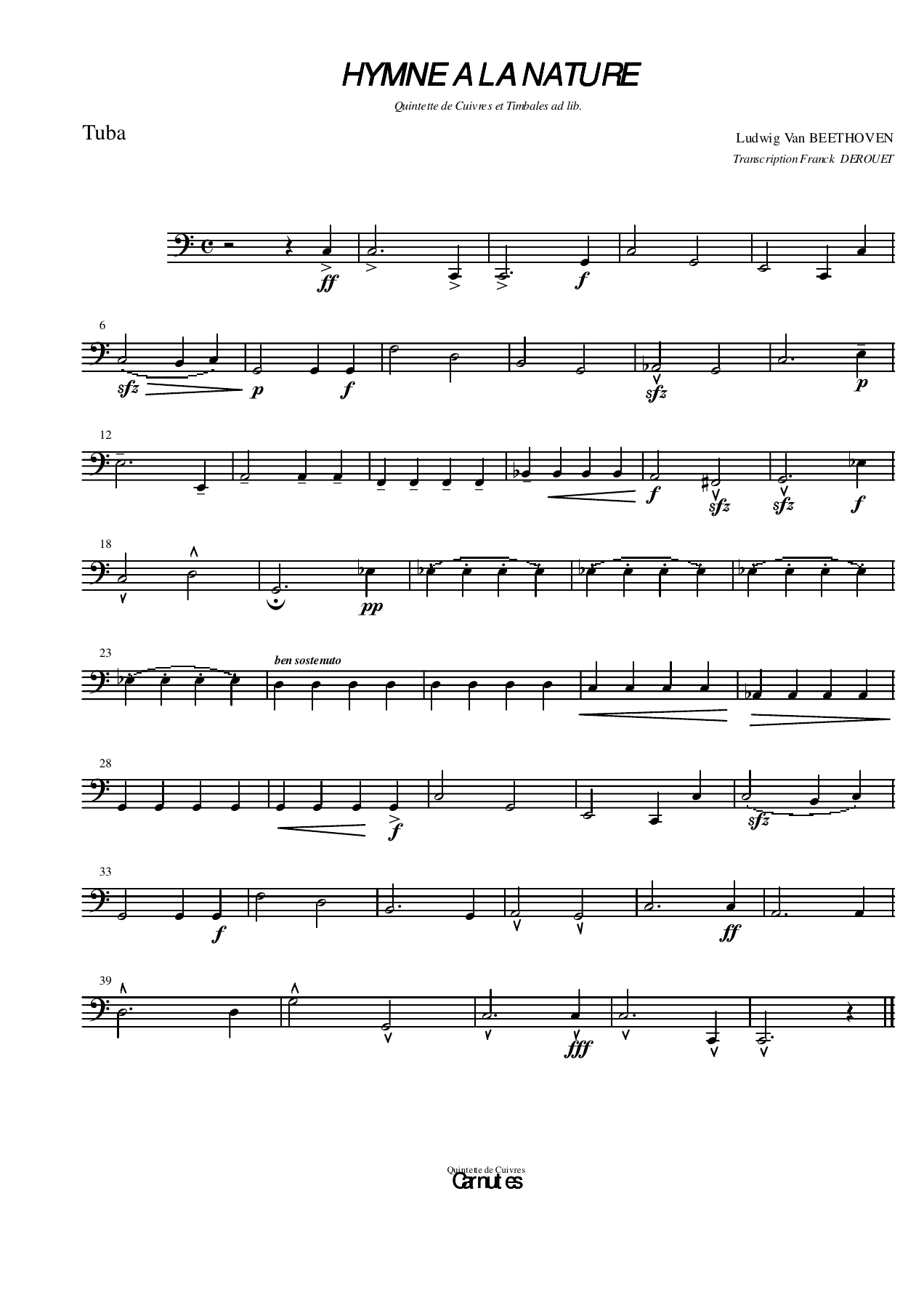 Hymnealanature Tuba — Small Ensemble sheet music arranged by Mr. X | Traditional