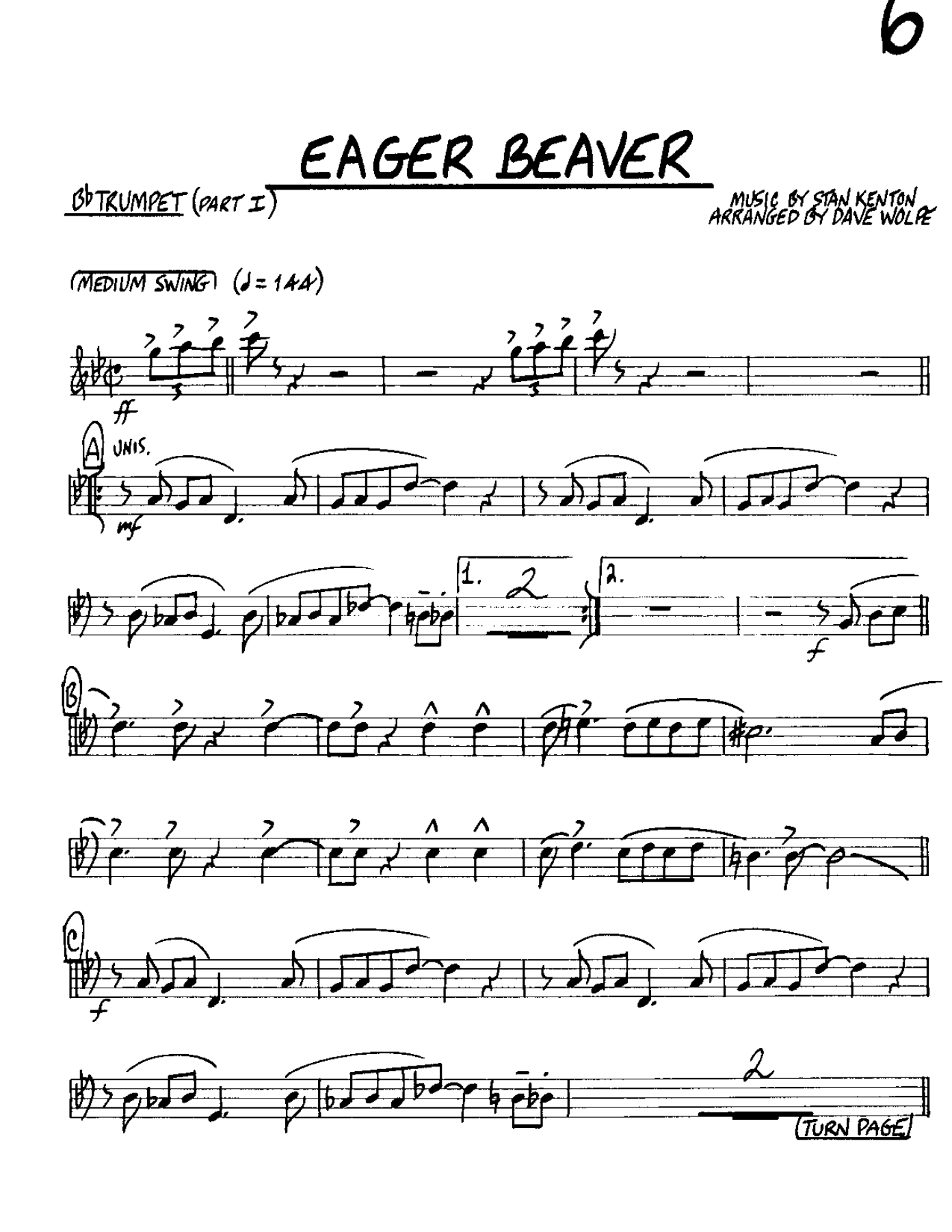 Eager Beaver-Trumpet — sheet music cover (first page)