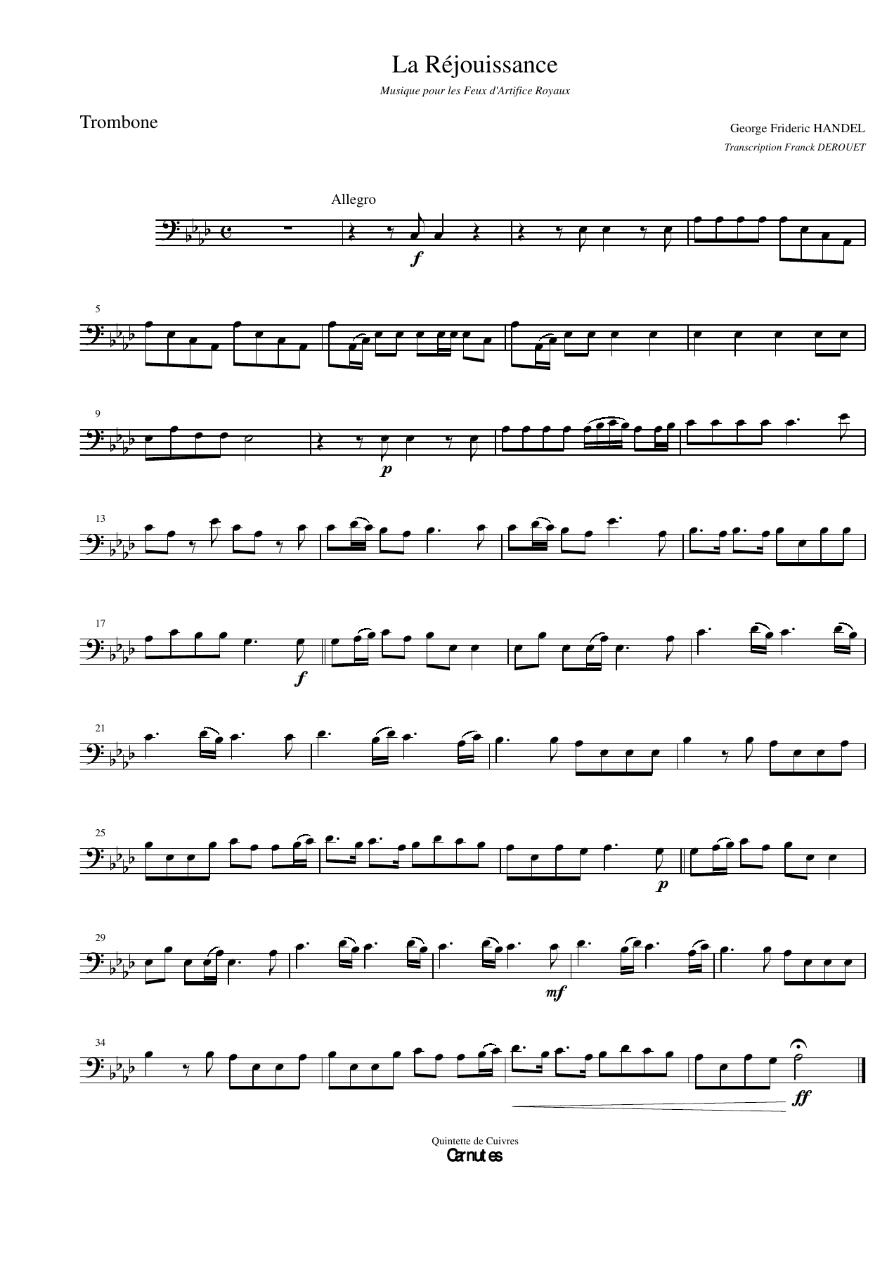 Larejouissance Trombone — sheet music cover (first page)