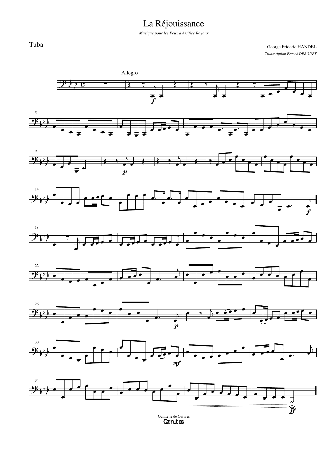Larejouissance Tuba — sheet music cover (first page)