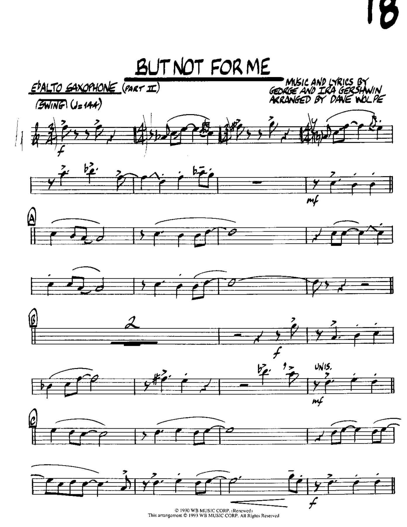 But not for Me-Alto — Small Ensemble sheet music arranged by Mr. X | Jazz Standard