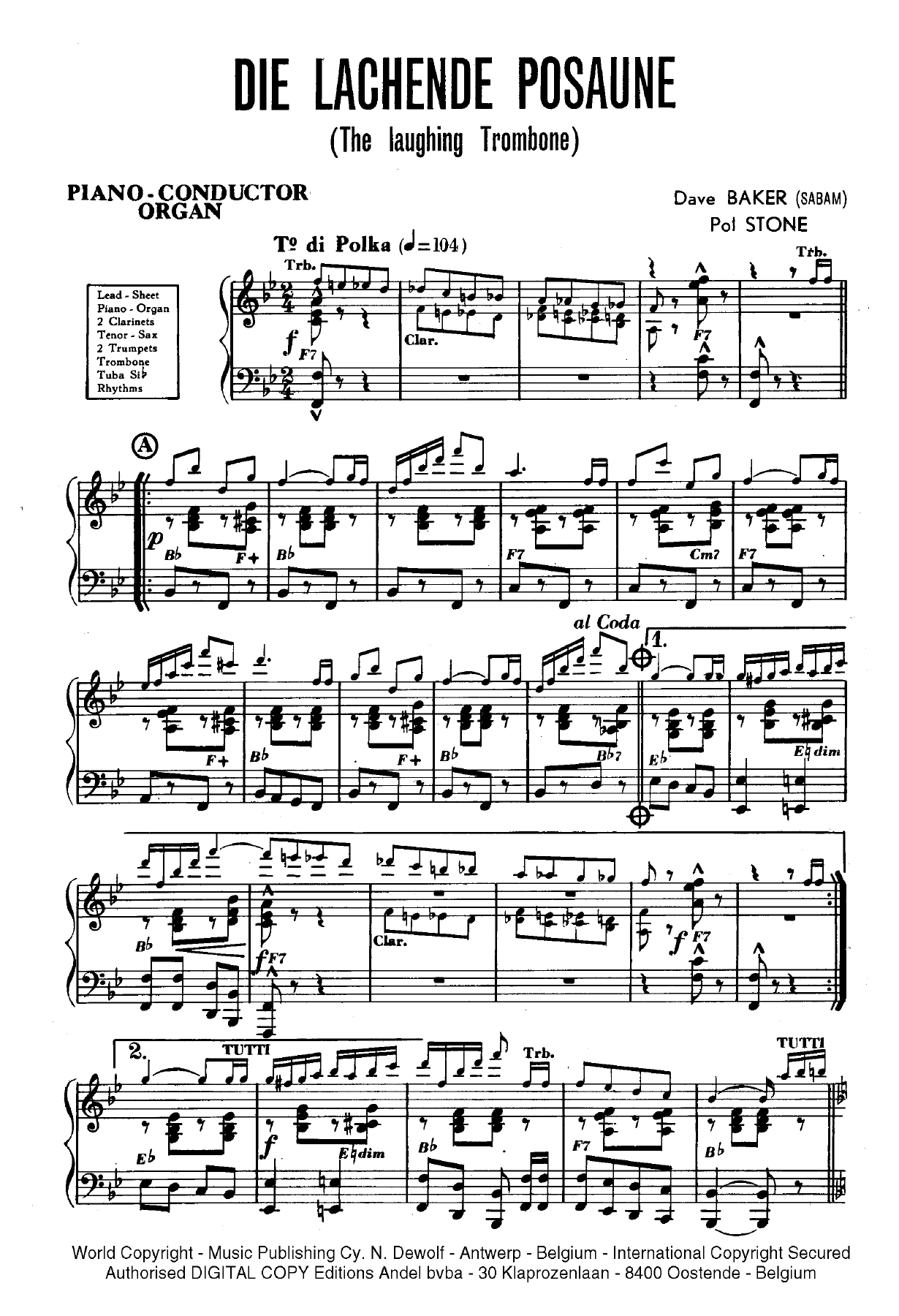 Die Lachende Posaune — sheet music cover (first page)