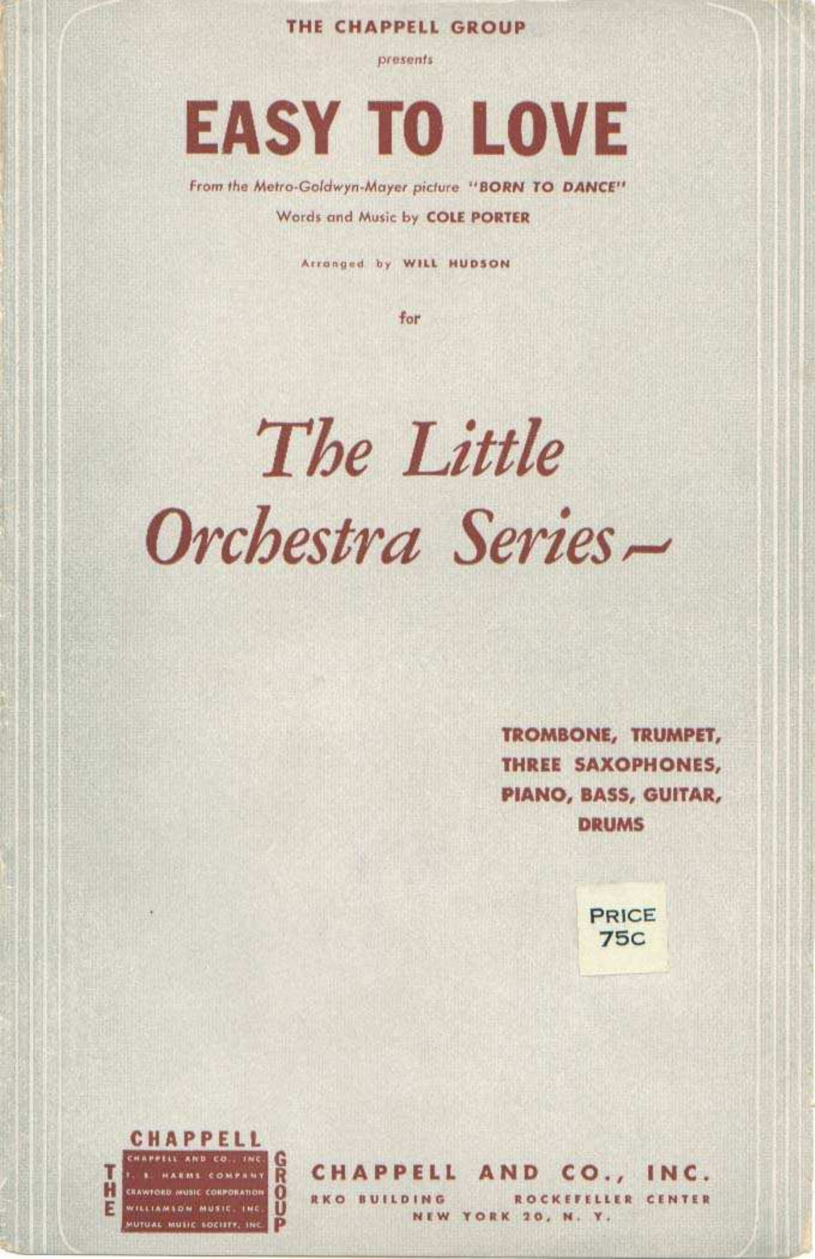 easy to love arr will hudson — sheet music cover (first page)