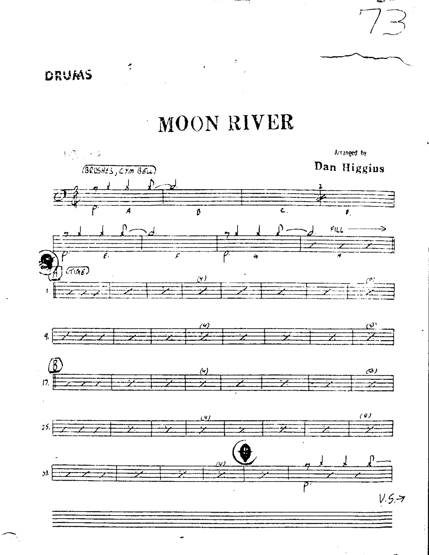 Moon River-Drums — sheet music cover (first page)