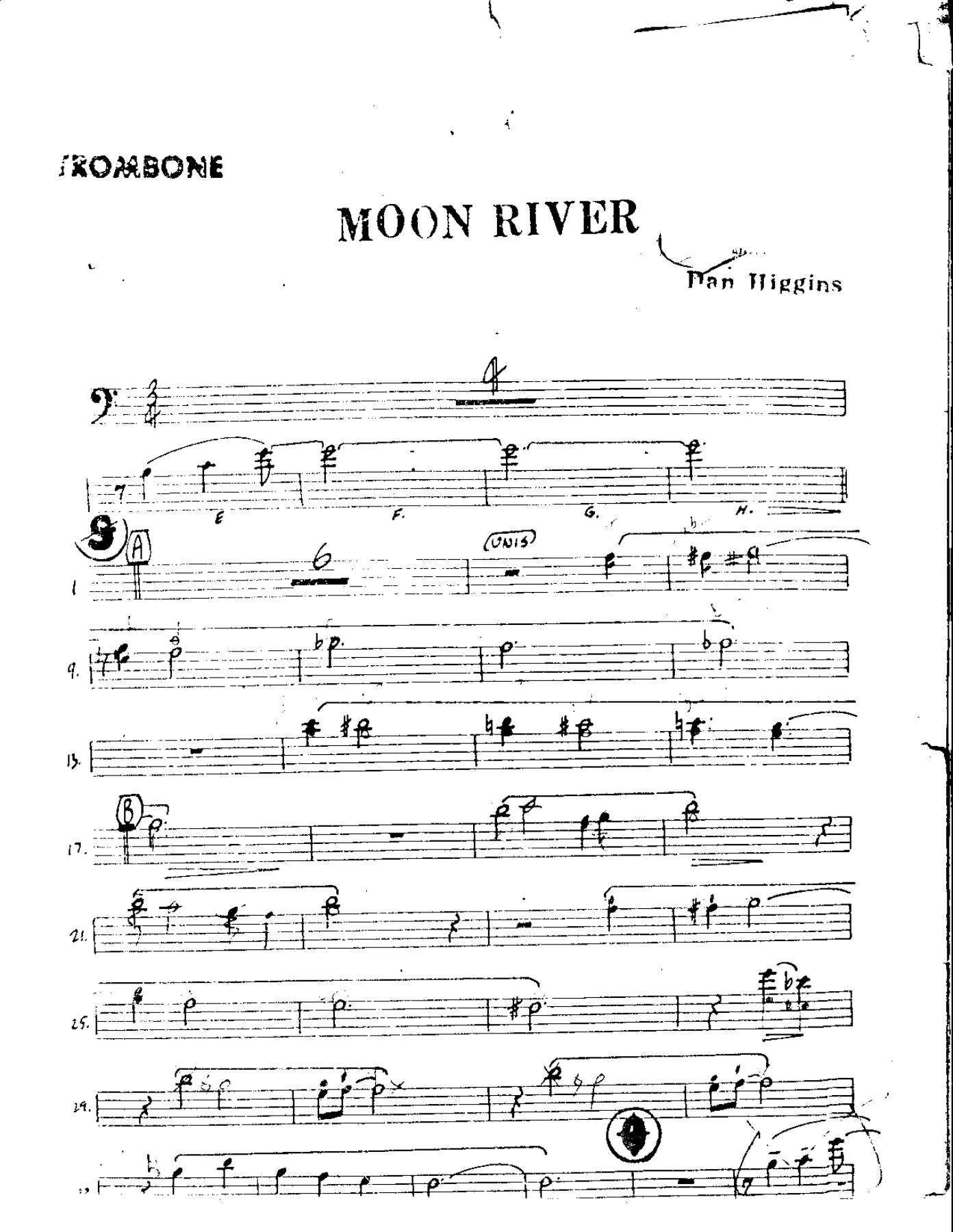 Moon River-Trombone — sheet music cover (first page)