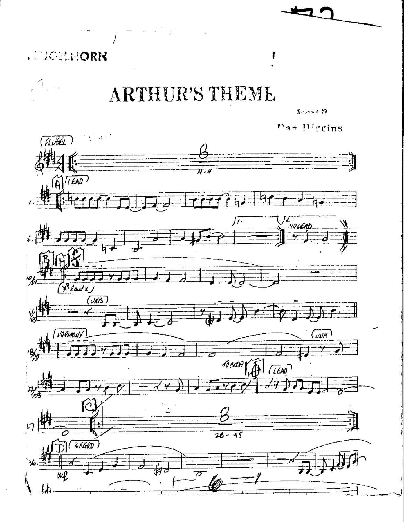 Arthur's Theme-Trumpet — sheet music cover (first page)