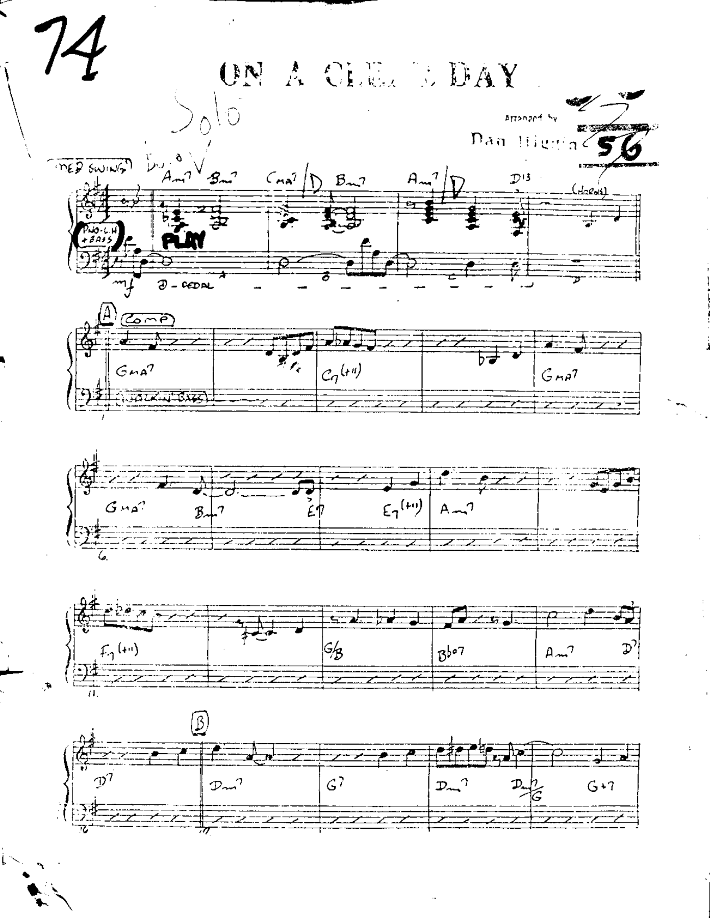 On a Clear Day-Piano — sheet music cover (first page)