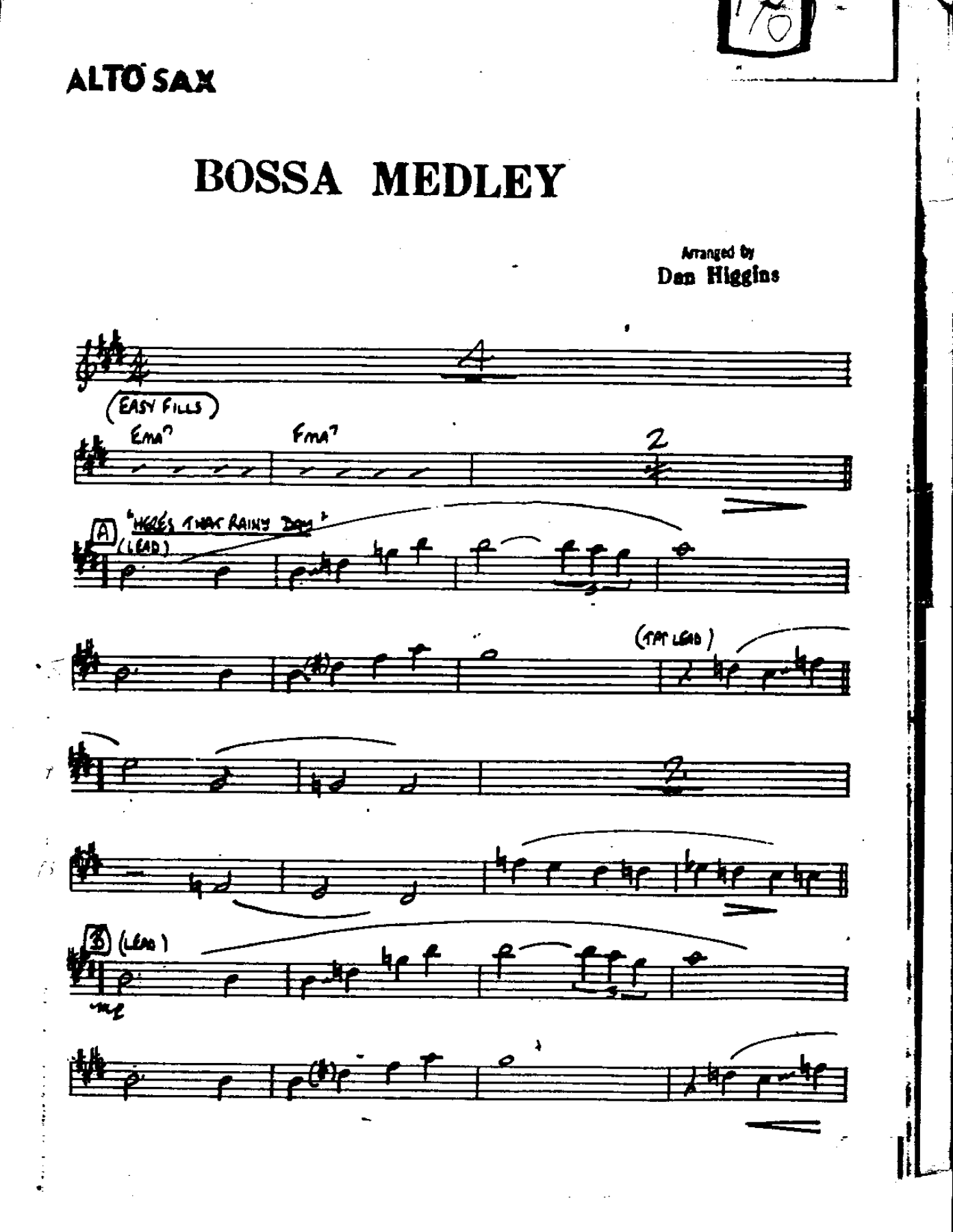 Bossa Medley-Alto — sheet music cover (first page)