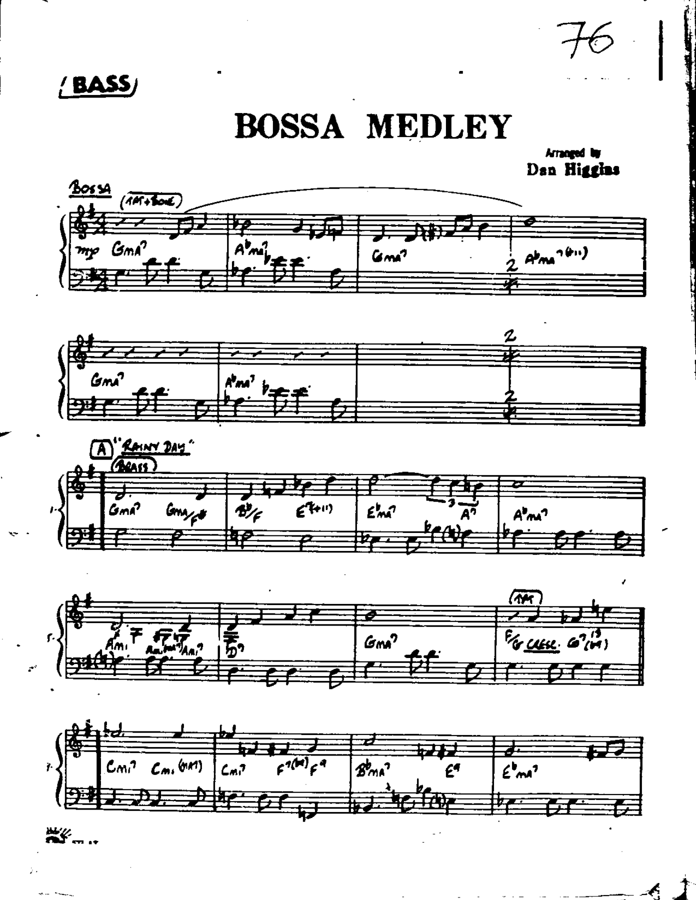 Bossa Medley-Bass — sheet music cover (first page)