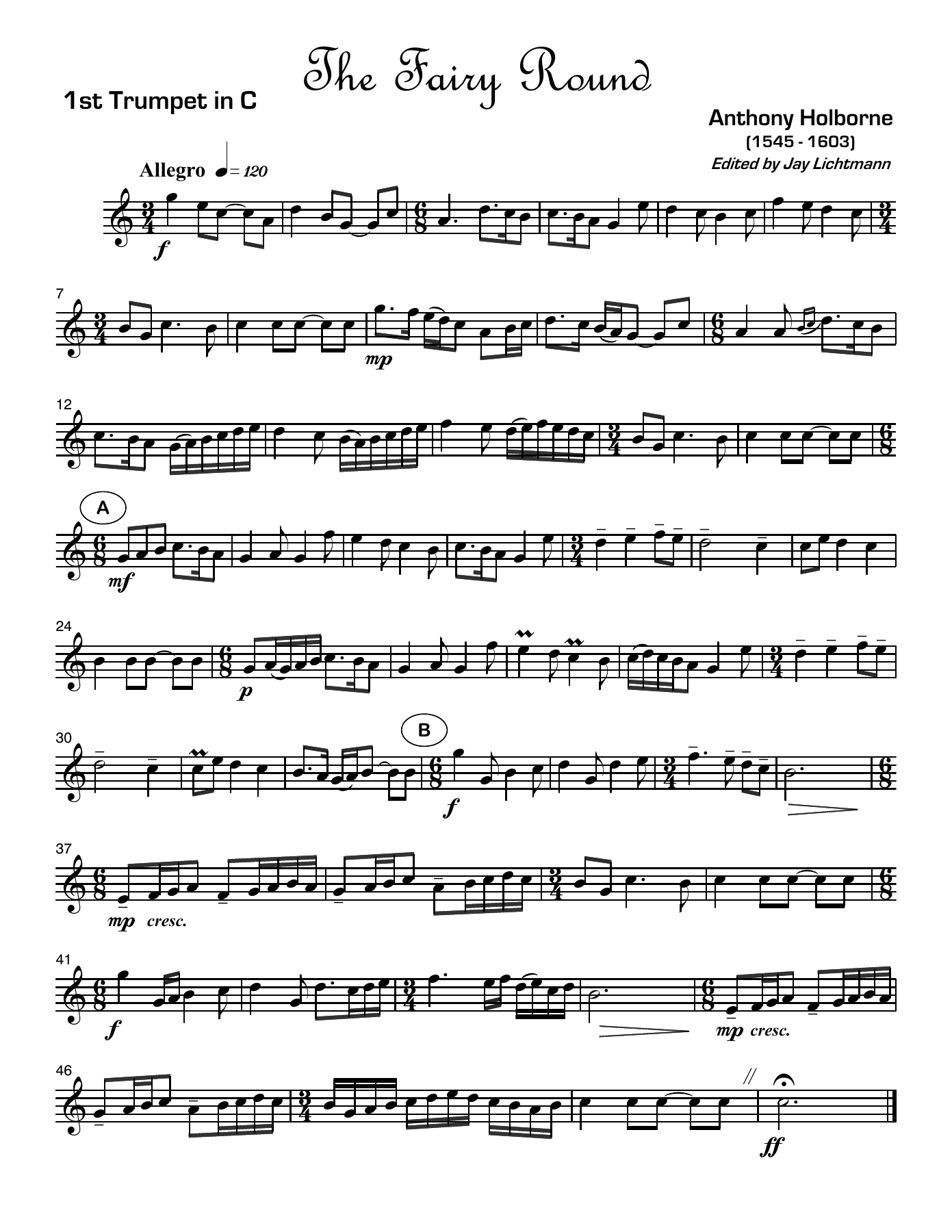 The Fairy Round brass quintet — sheet music preview