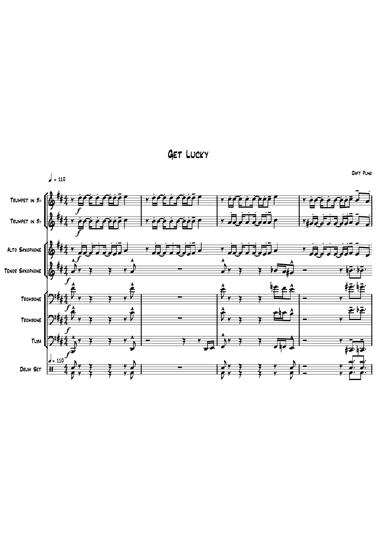 Get Lucky Score — sheet music preview