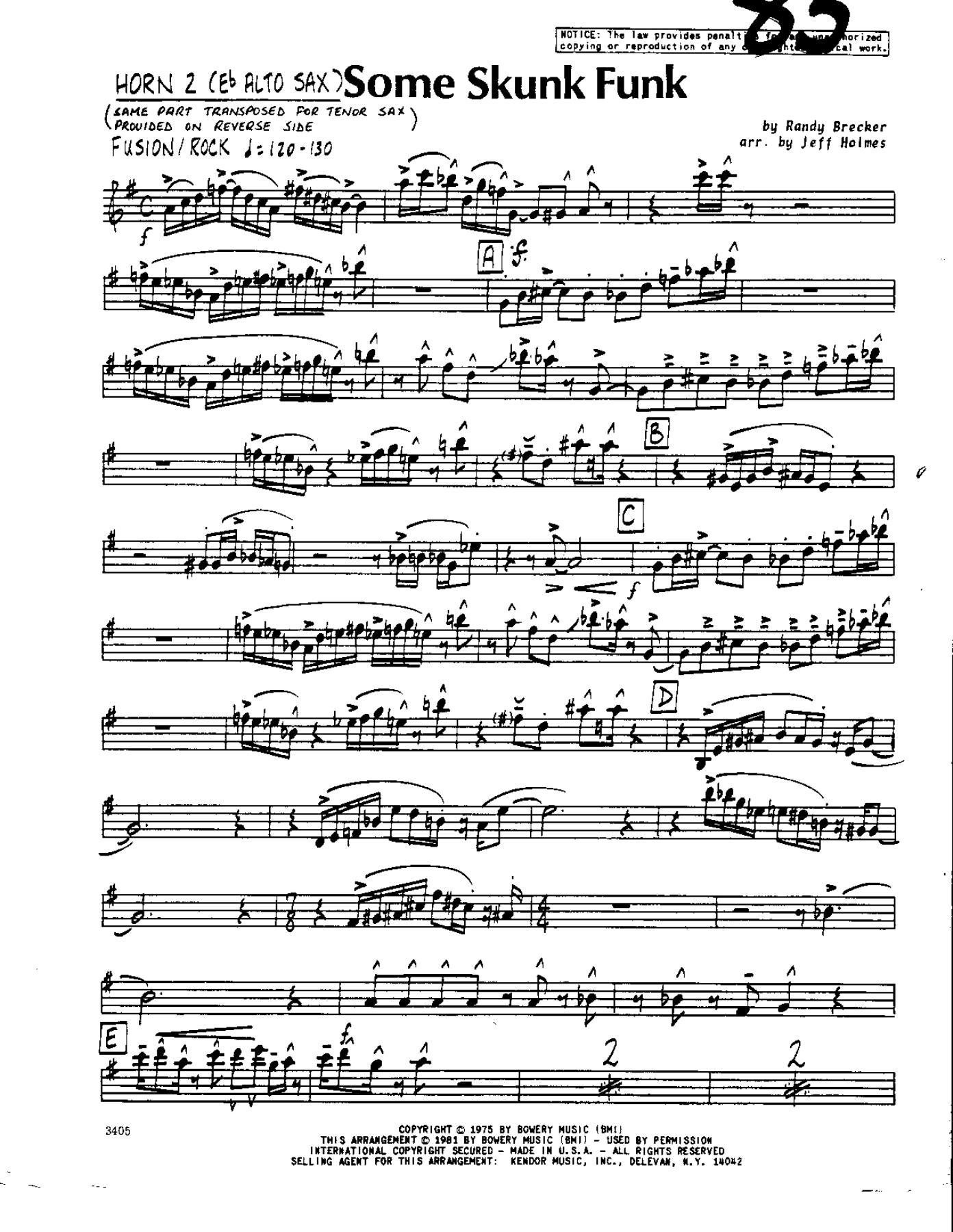 Some Skunk Funk-Alto — sheet music cover (first page)