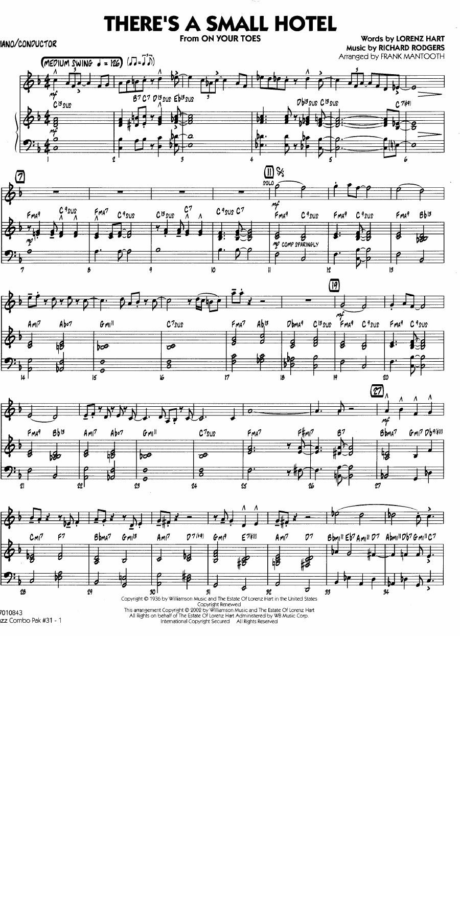 Jazz Combo pak#31 Rodgers.Mantooth — Small Ensemble sheet music arranged by FRANK MANTOOTH | Jazz Standard