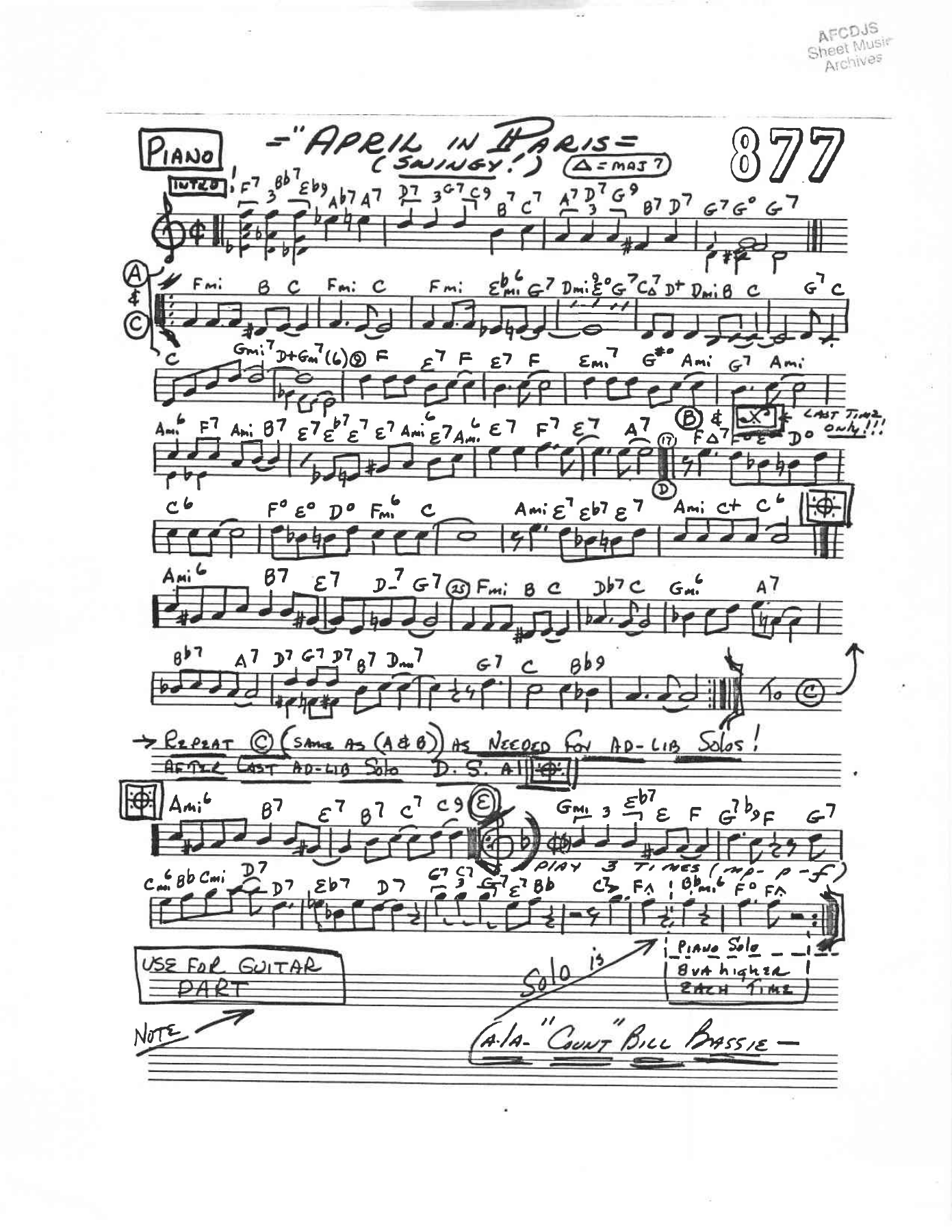 April in Paris - arr Charles B Anderson — page 1
