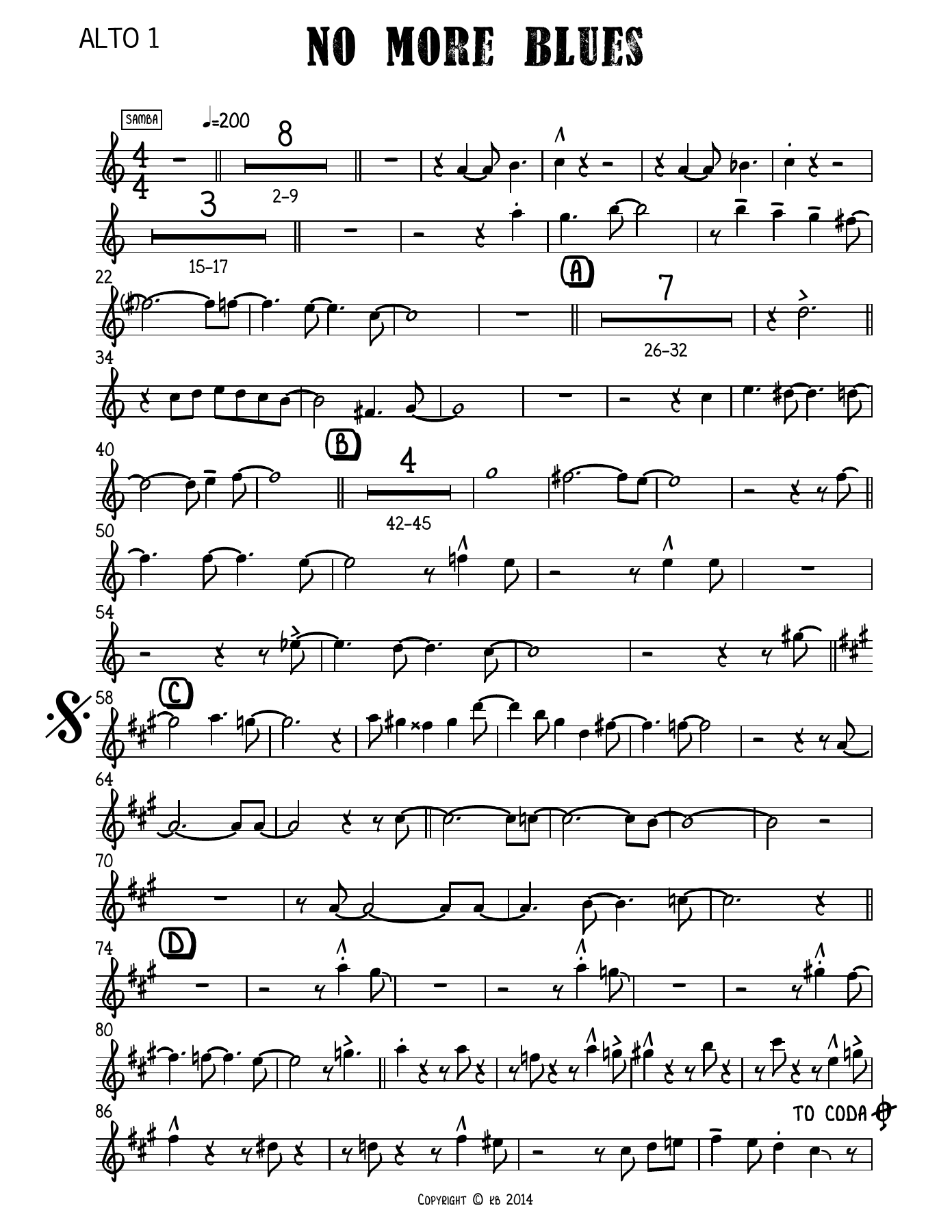 No More Blues Alto — sheet music cover (first page)