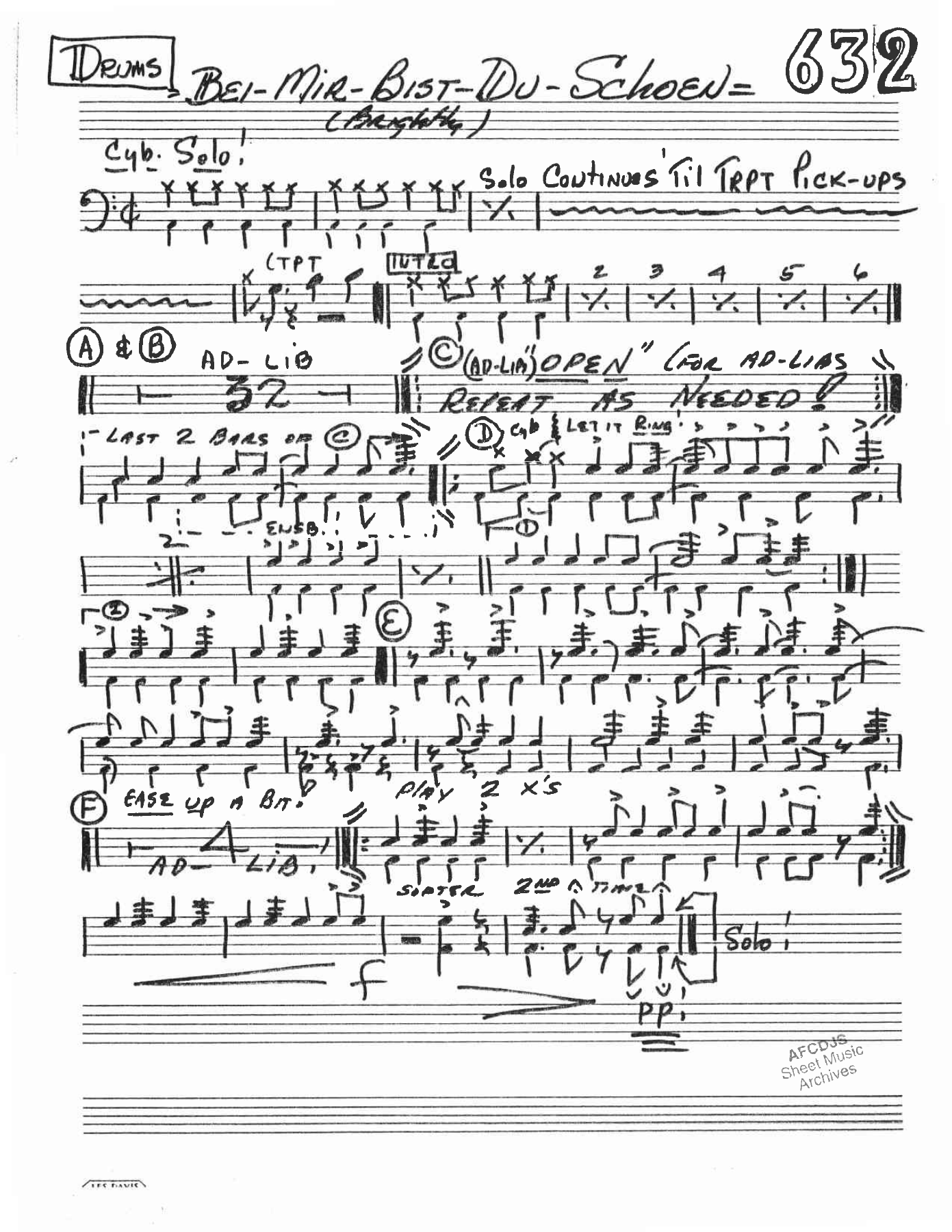 Bei Mir Bist Du Schoen - arr Charles B Anderson — sheet music preview